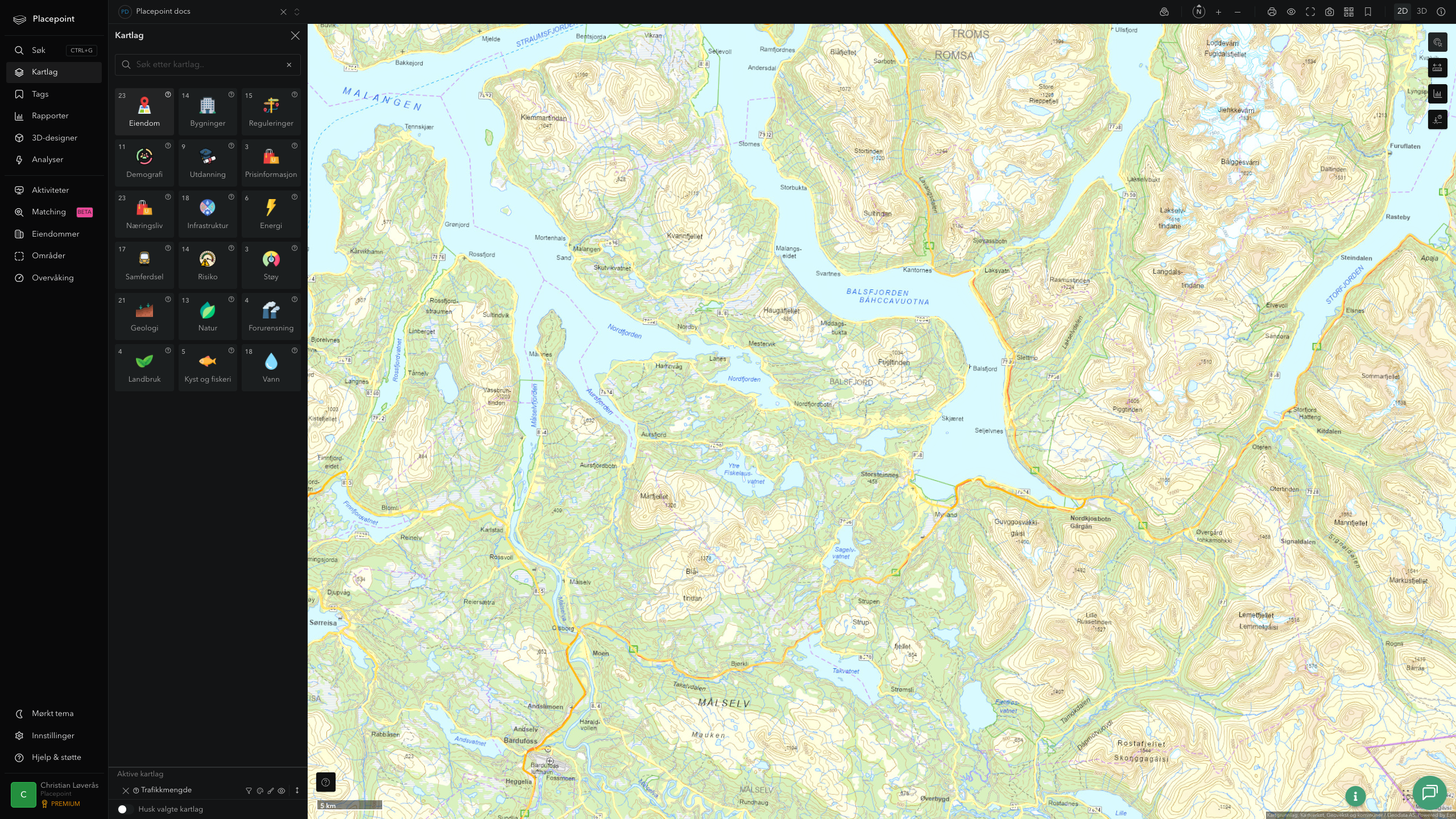 Balsfjord - trafikkmengde (ÅDT)