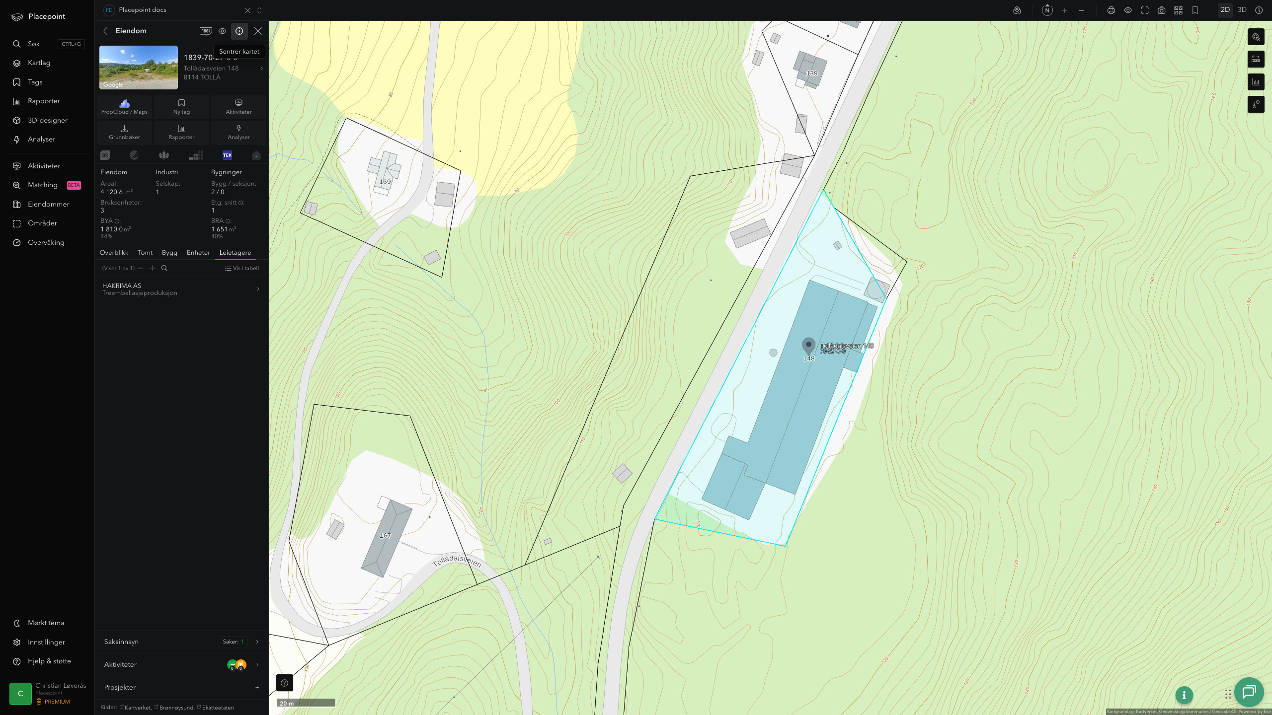 Eiendomspanel for en av Beiarn kommunes eiendommer