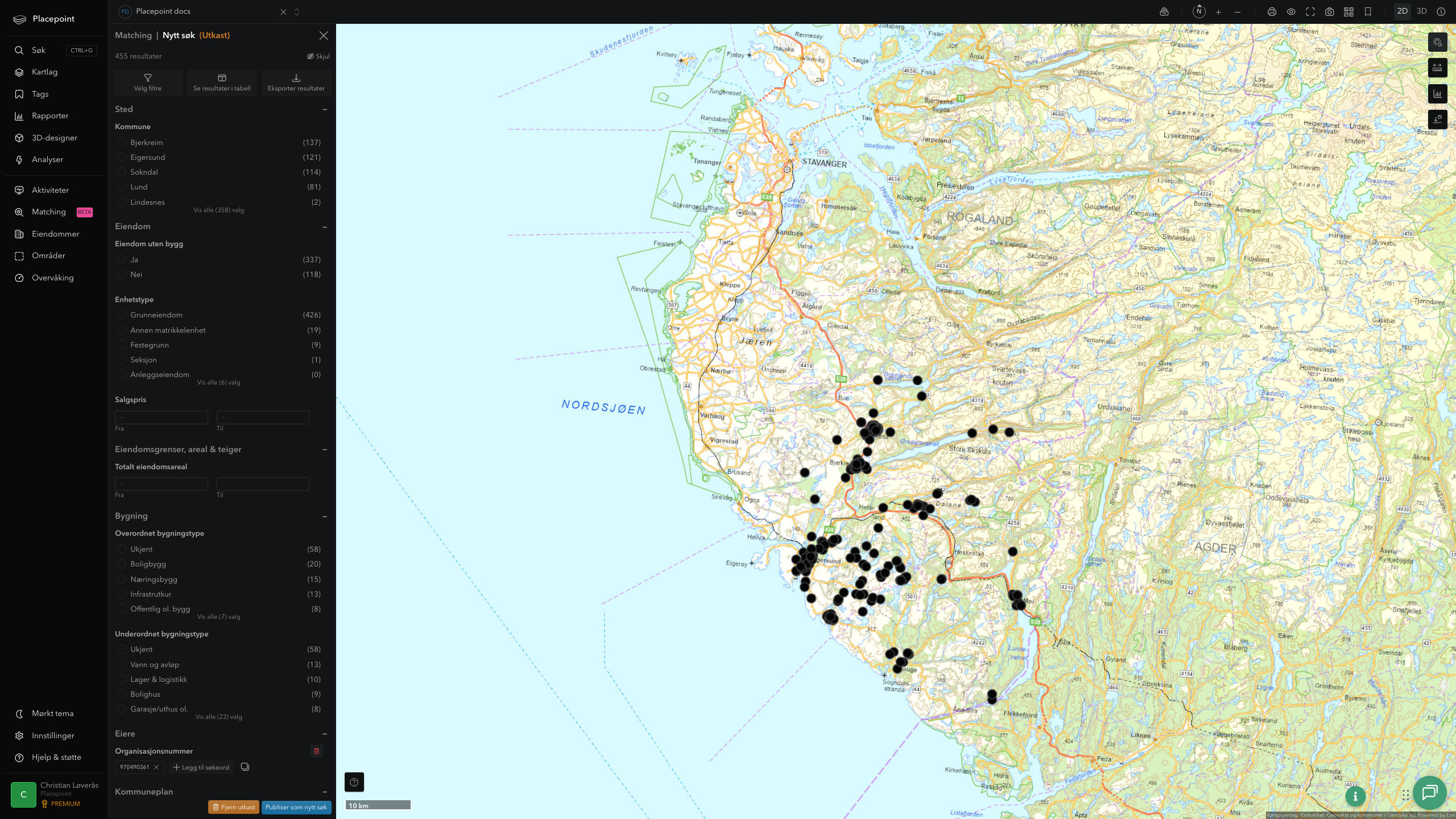 Matching-resultat for Bjerkreim kommune