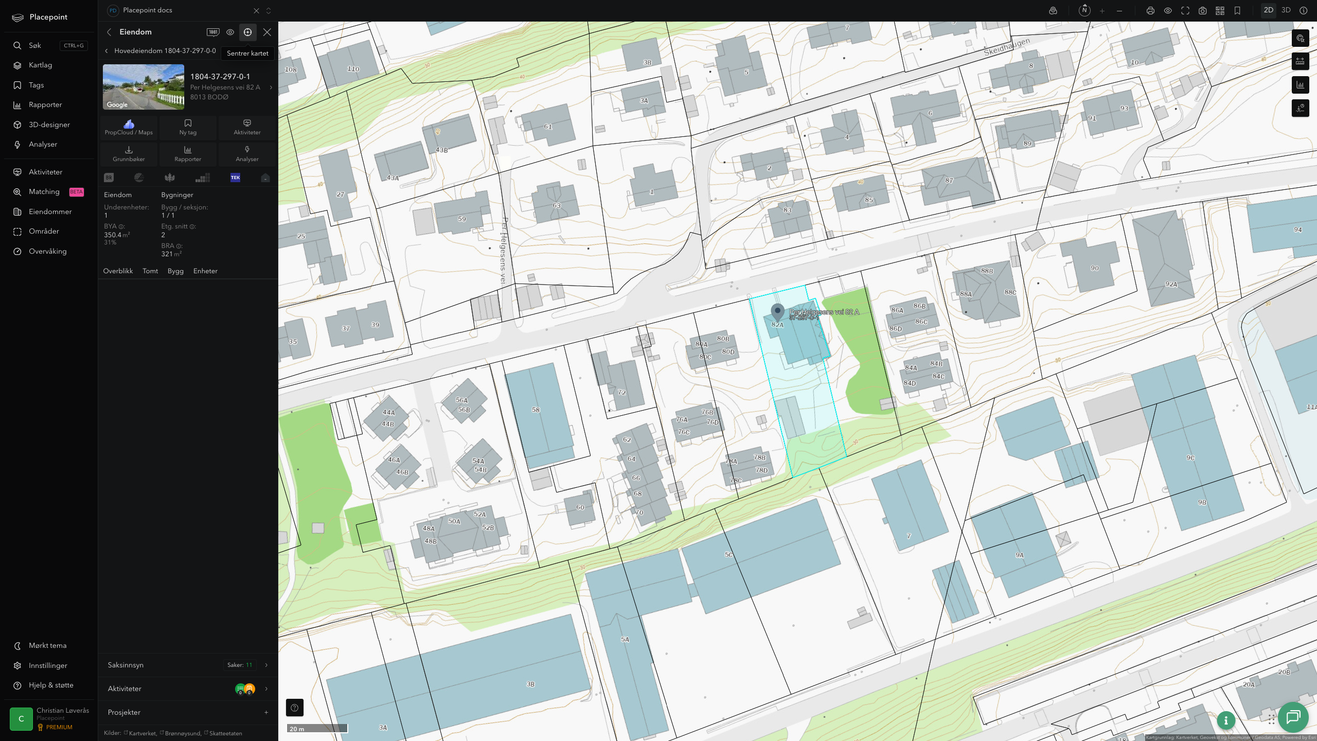 Eiendomspanel for en av Bodø kommunes eiendommer