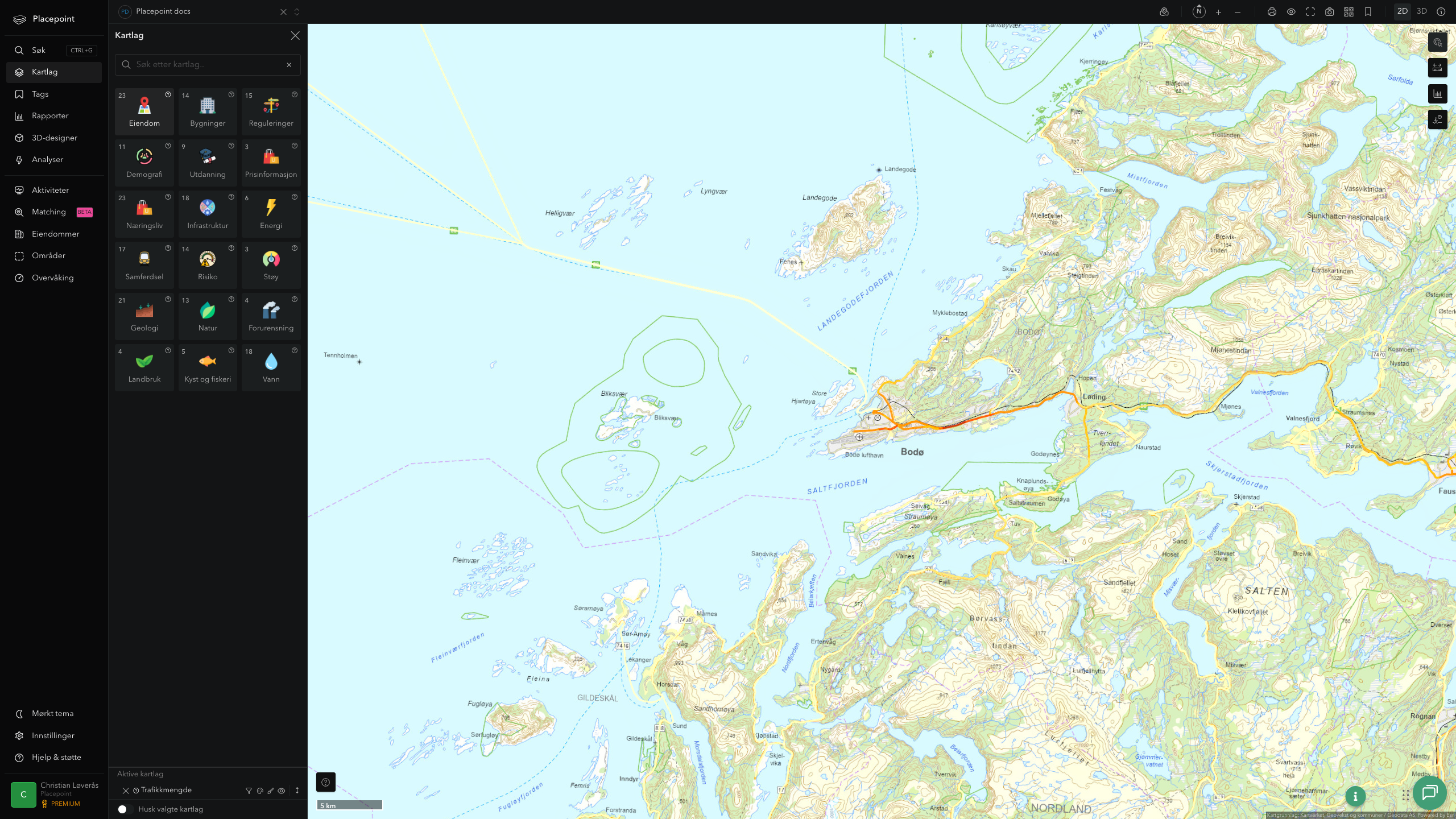 Bodø - trafikkmengde (ÅDT)