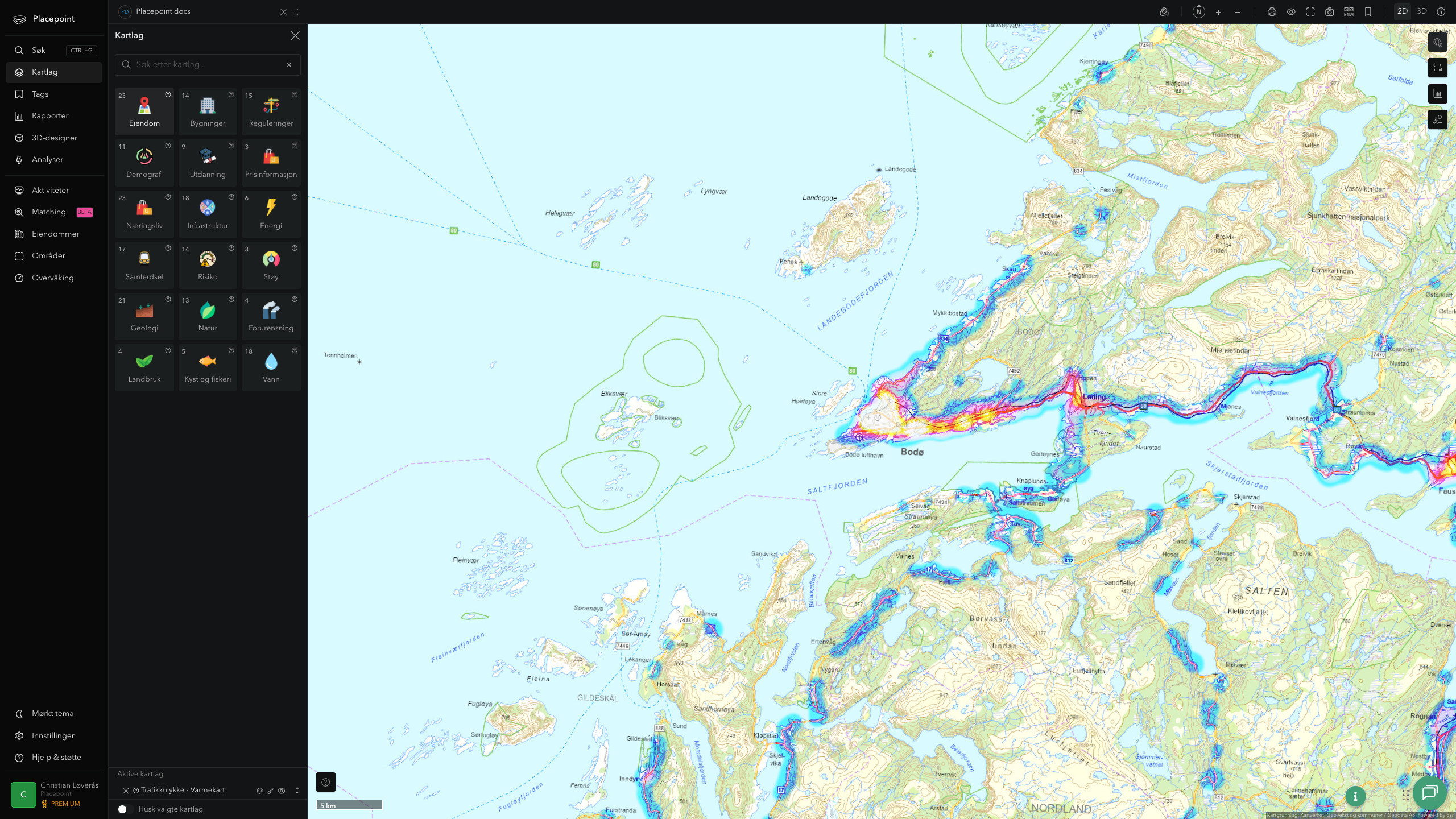 Bodø - trafikkulykker (varmekart)