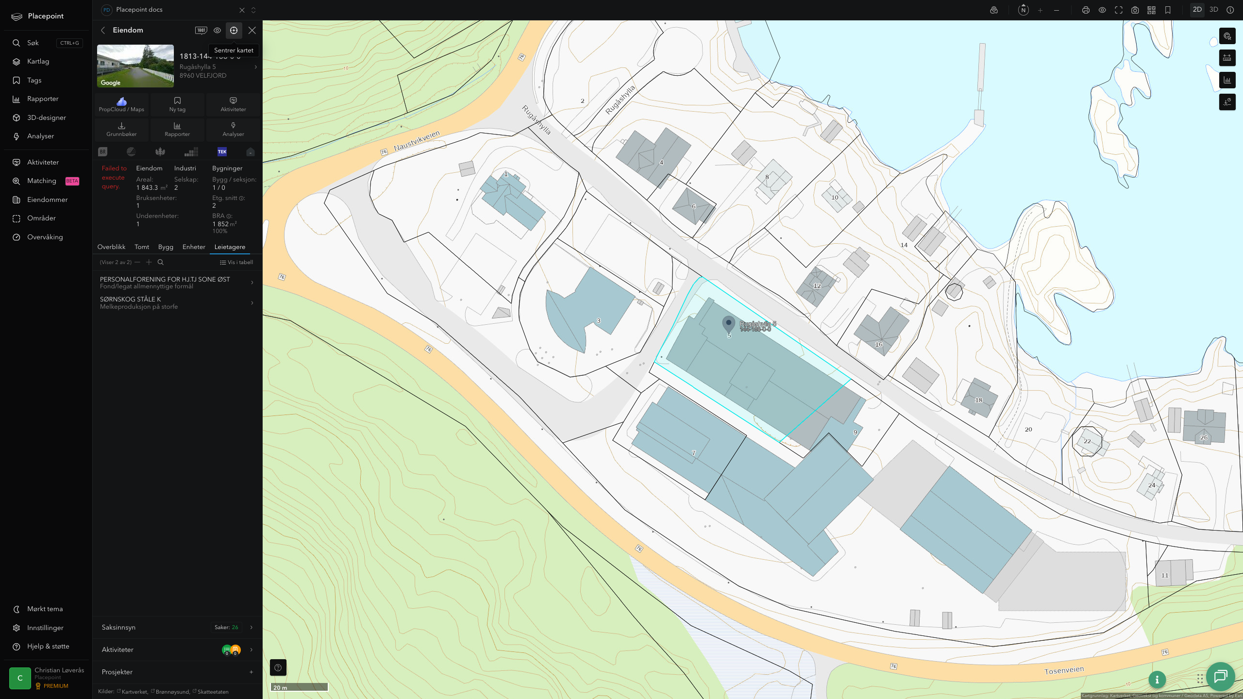Eiendomspanel for en av Brønnøy kommunes eiendommer