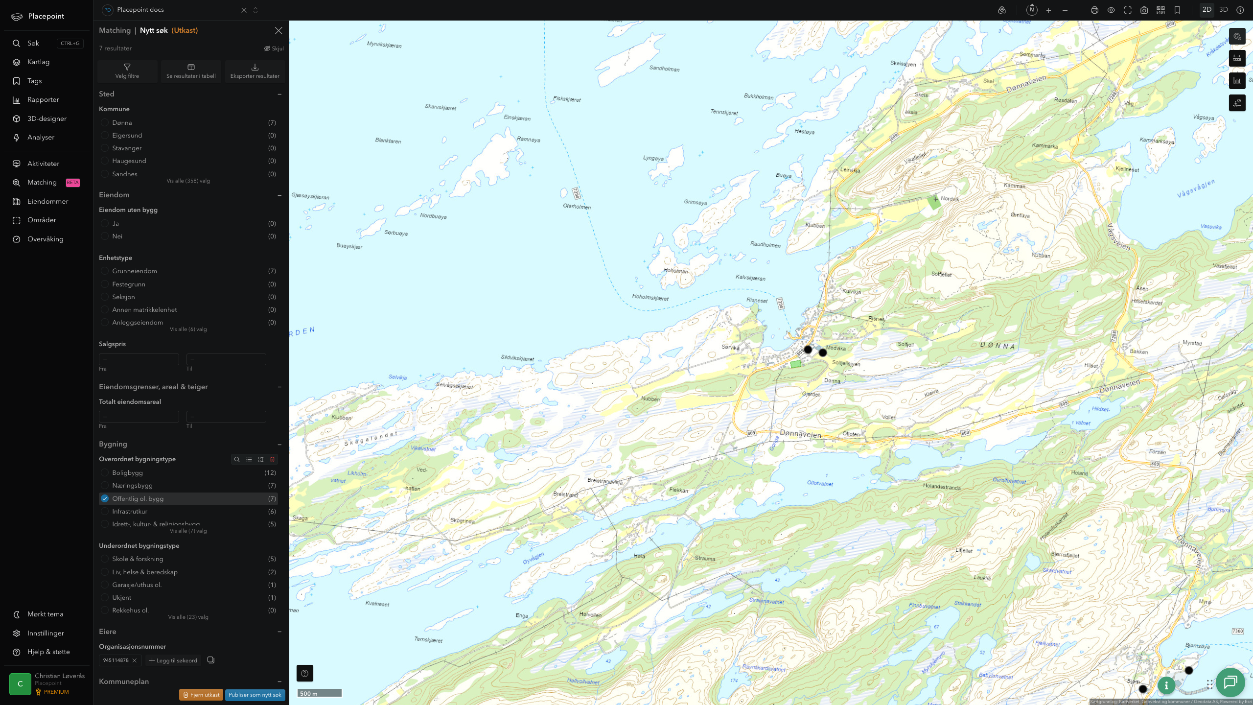 Dønna - offentlige bygg, sentrumsnært