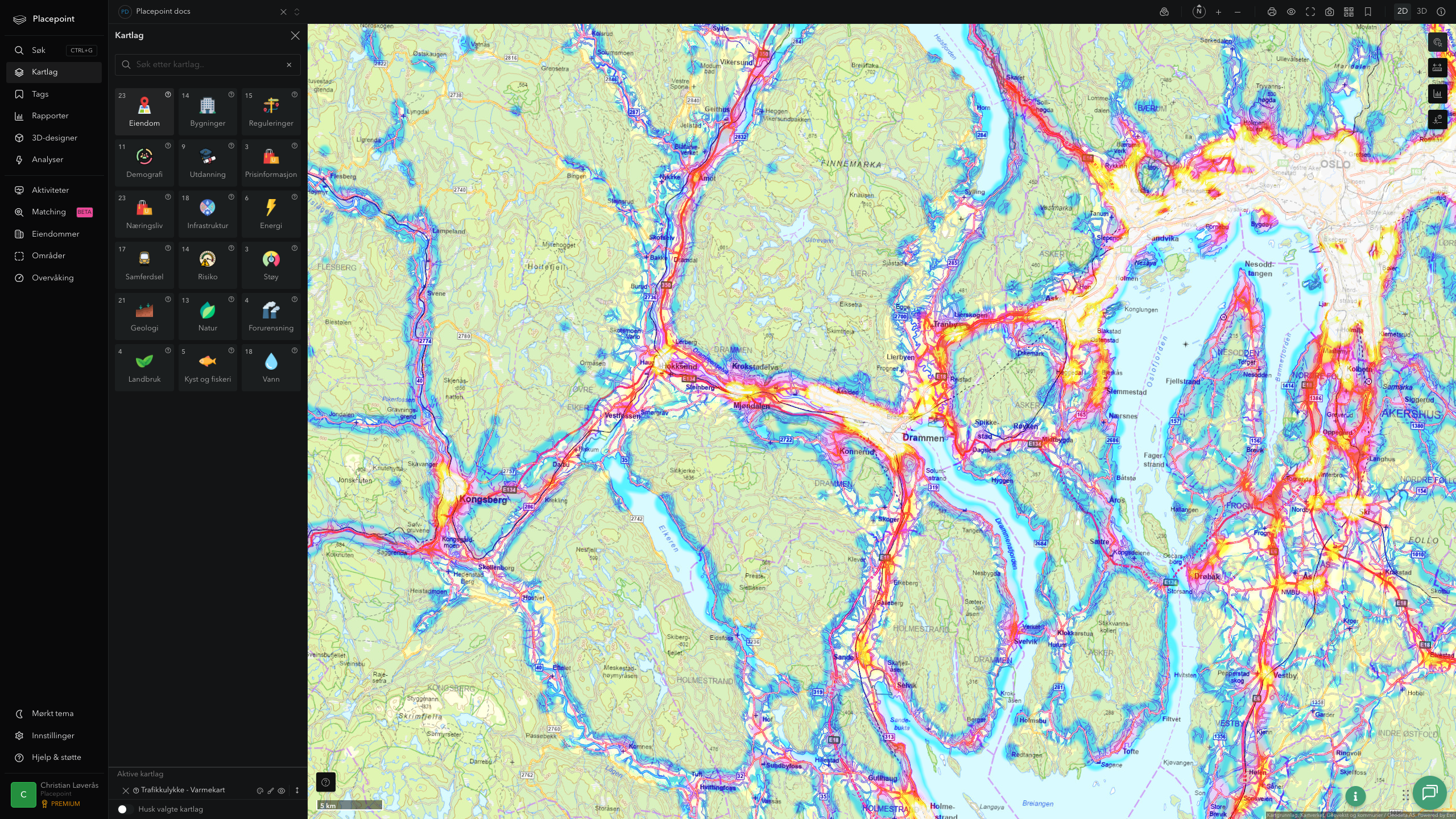 Drammen - trafikkulykker (varmekart)