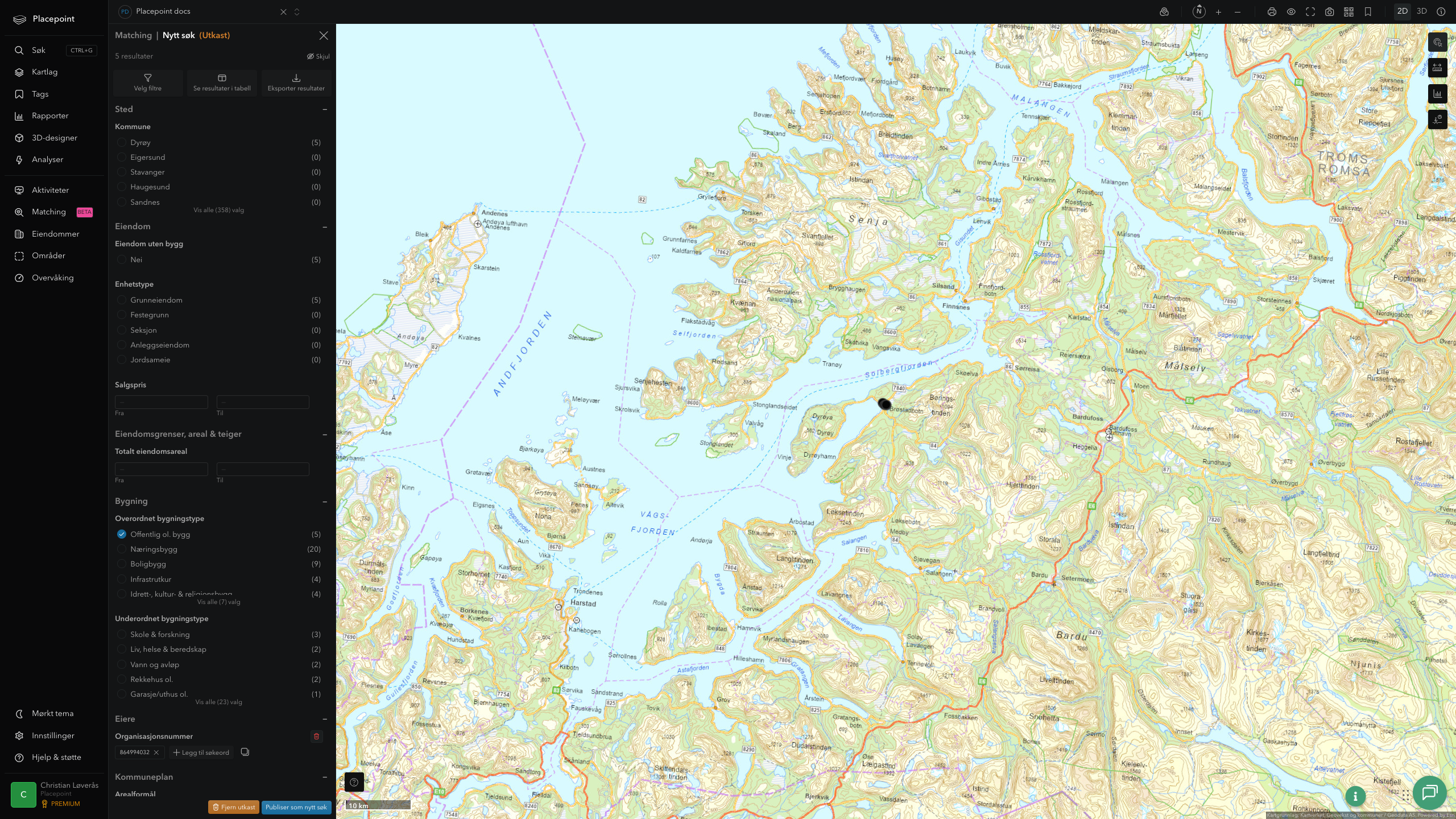 Matching-resultat for Dyrøy kommune