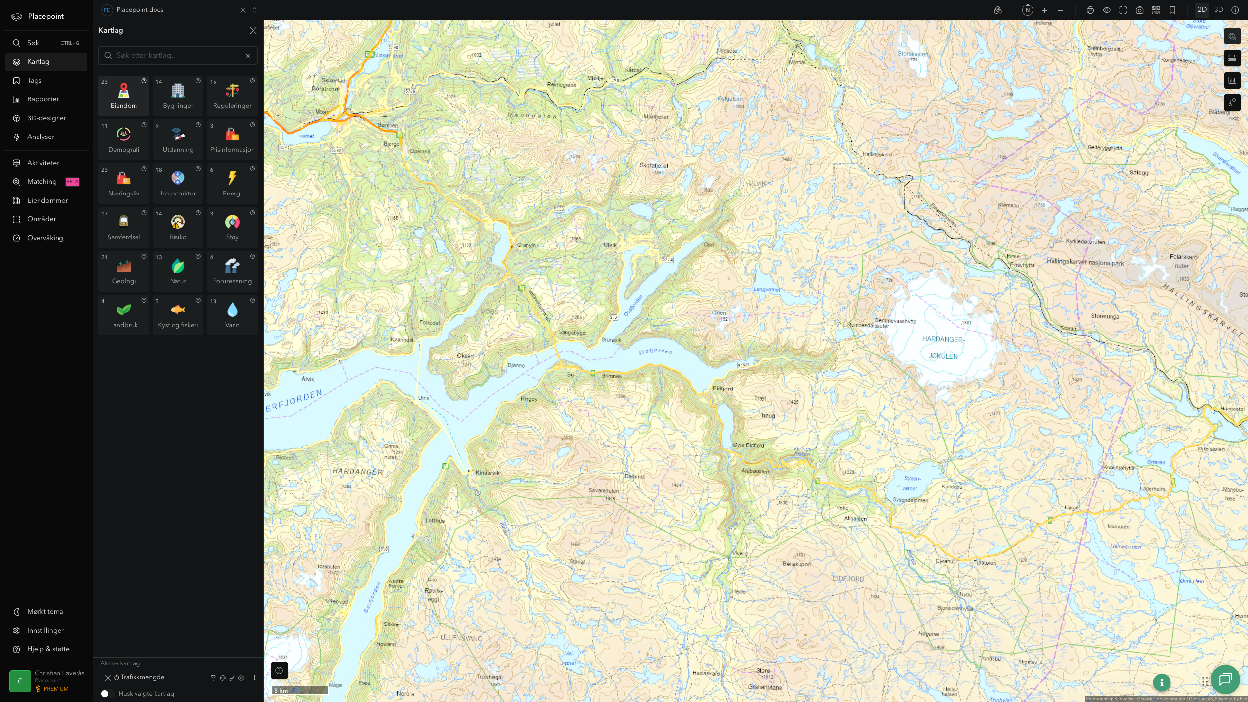 Eidfjord - trafikkmengde (ÅDT)