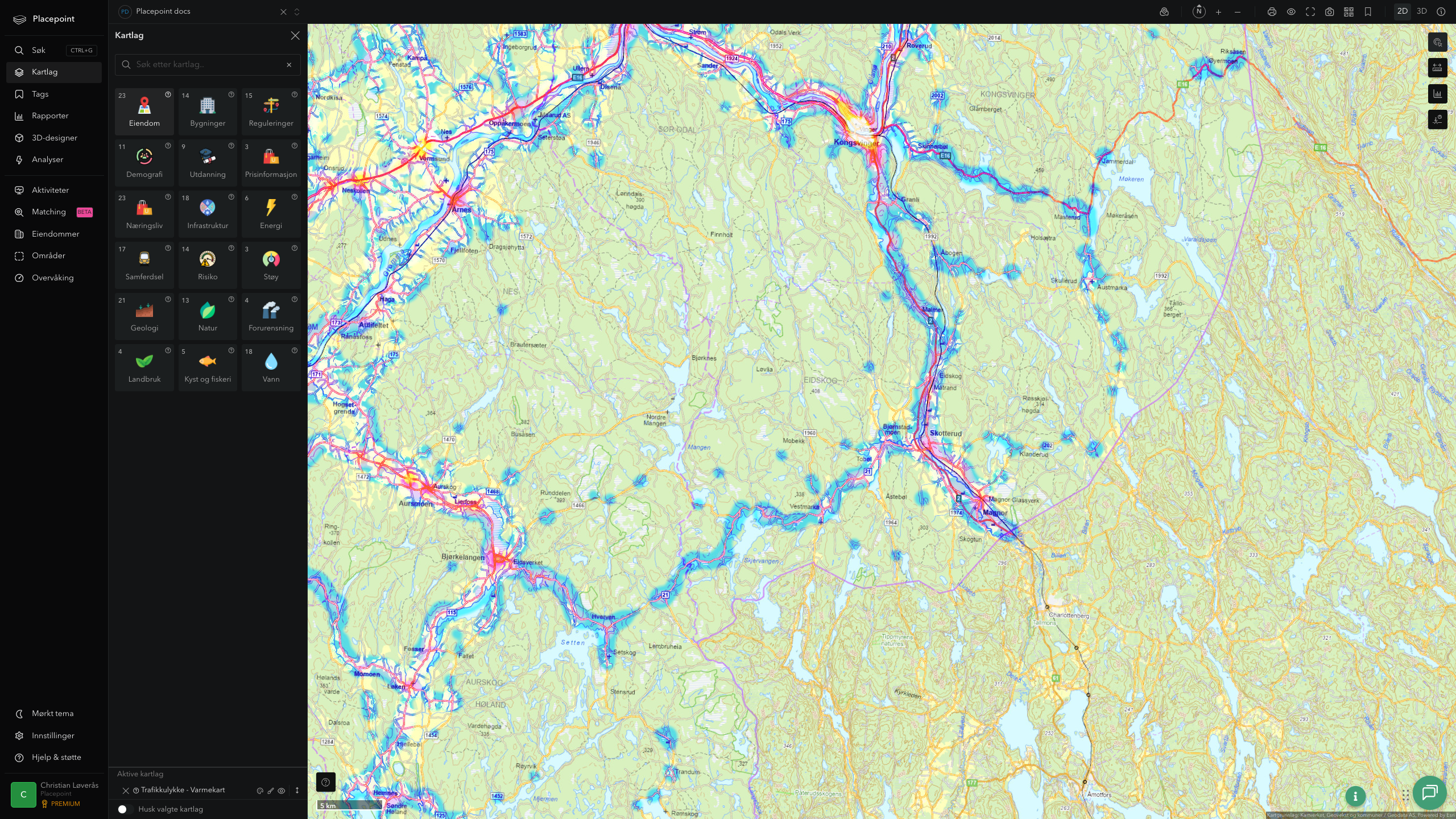 Eidskog - trafikkulykker (varmekart)