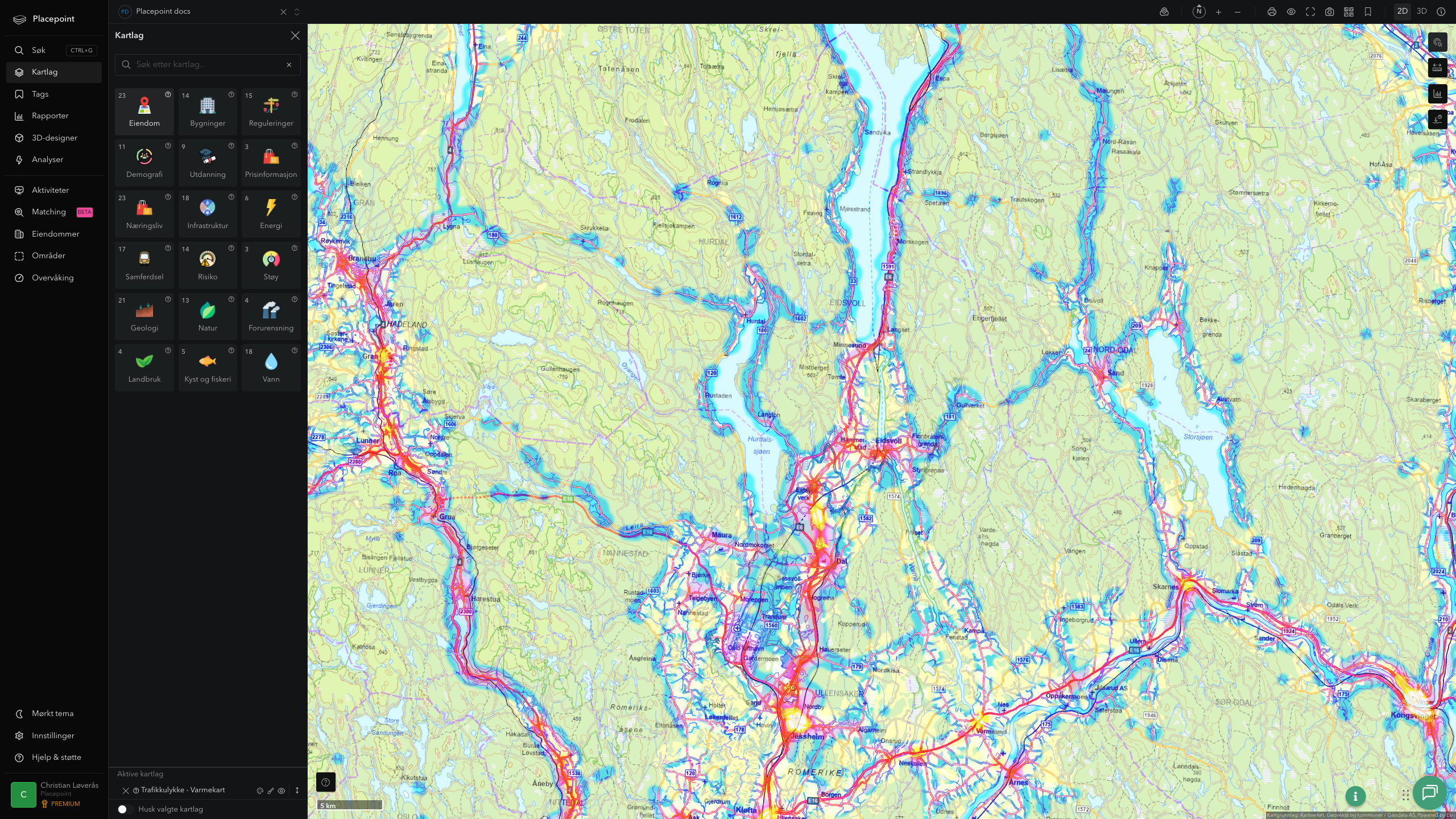 Eidsvoll - trafikkulykker (varmekart)