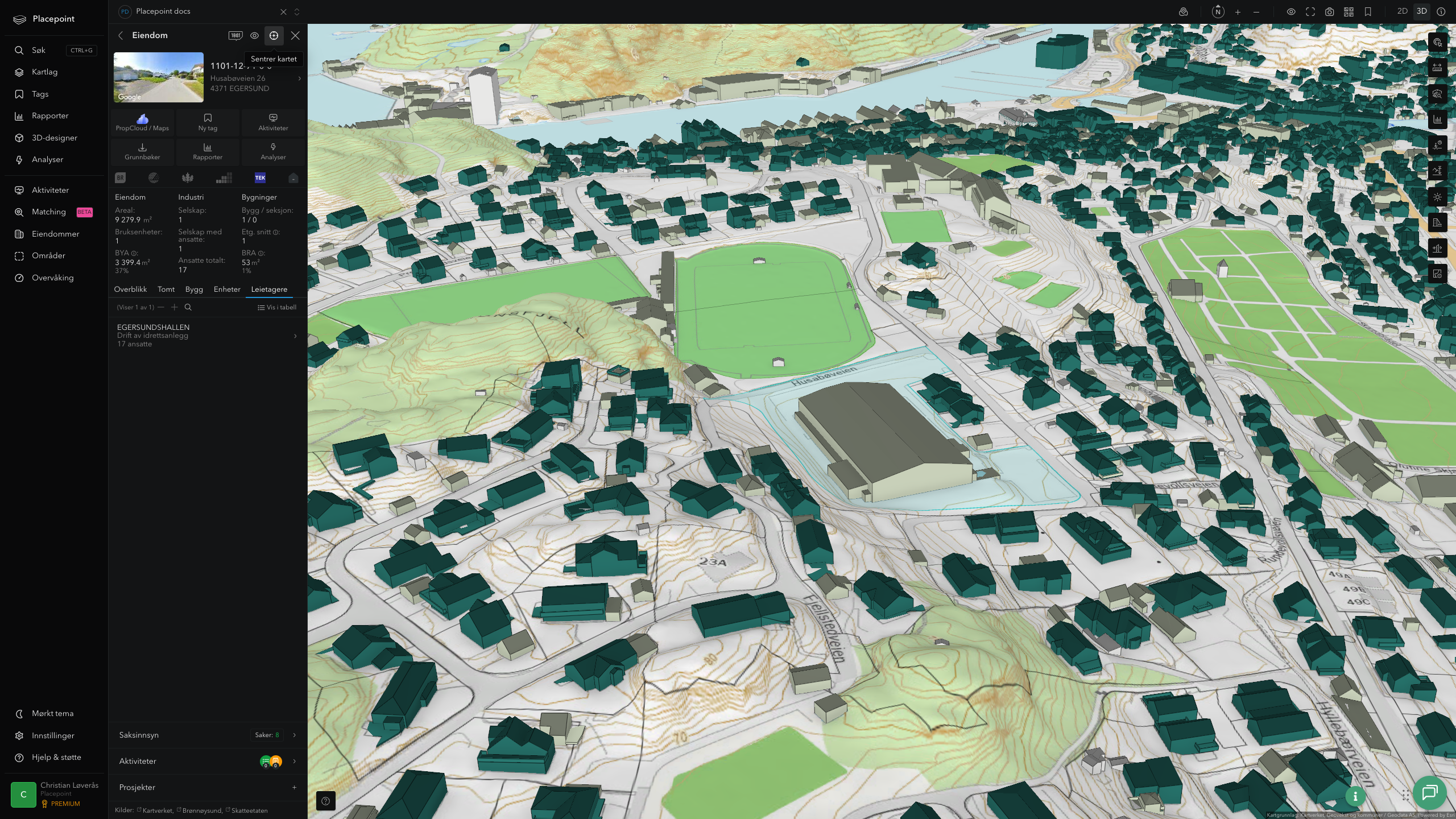 Et av kommunens bygg i 3D