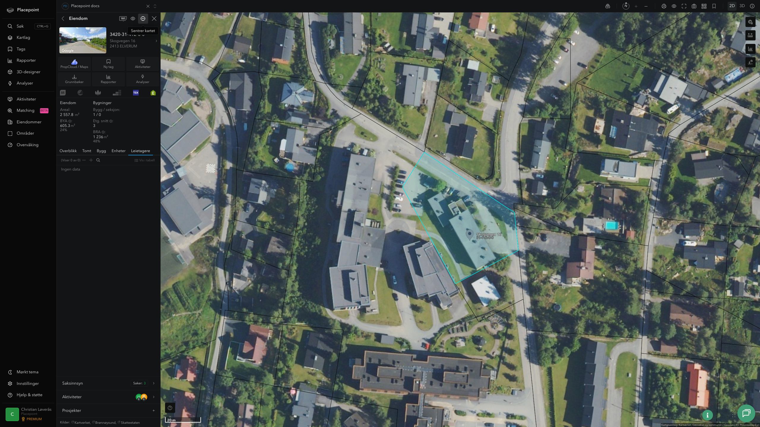 Samme eiendom med flyfoto