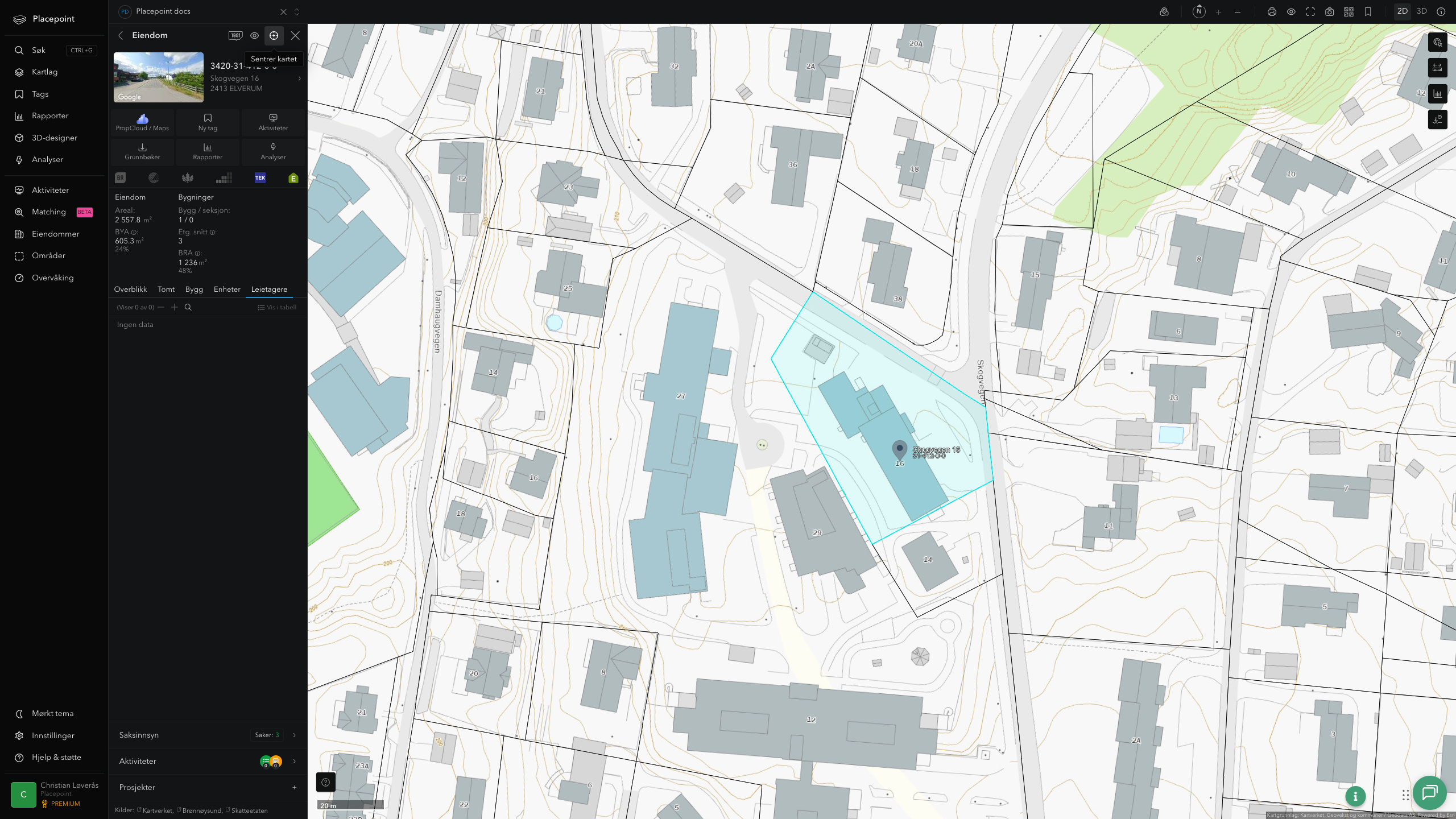 Eiendomspanel for en av Elverum kommunes eiendommer