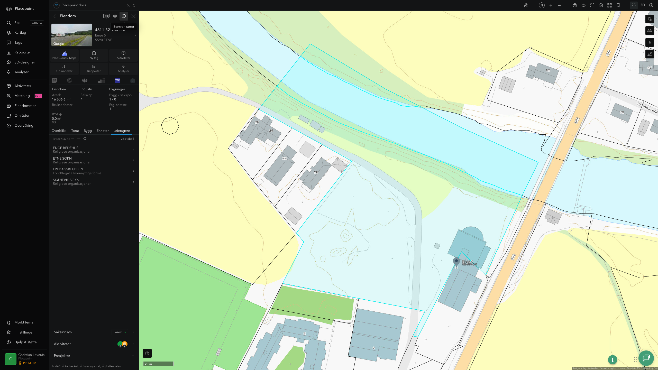 Eiendomspanel for en av Etne kommunes eiendommer
