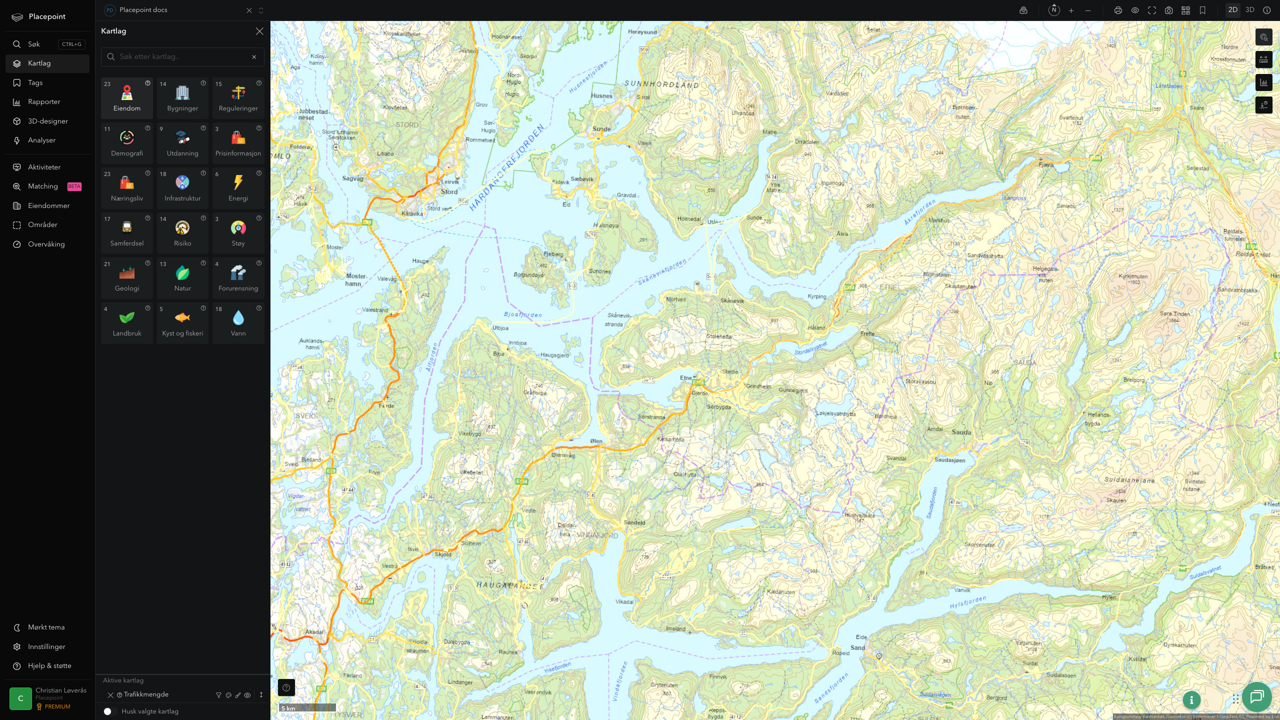 Etne - trafikkmengde (ÅDT)