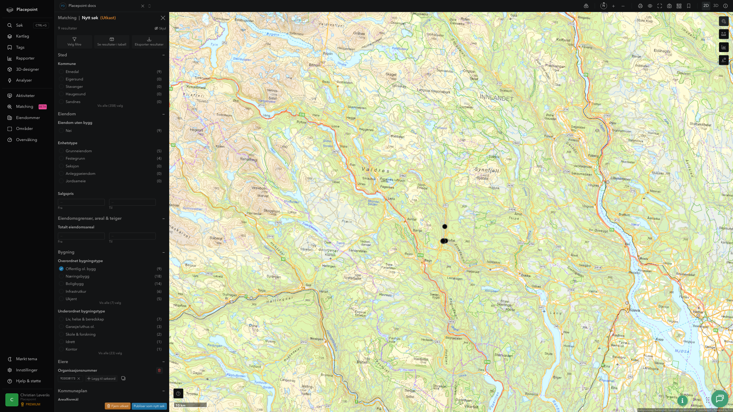 Matching-resultat for Etnedal kommune