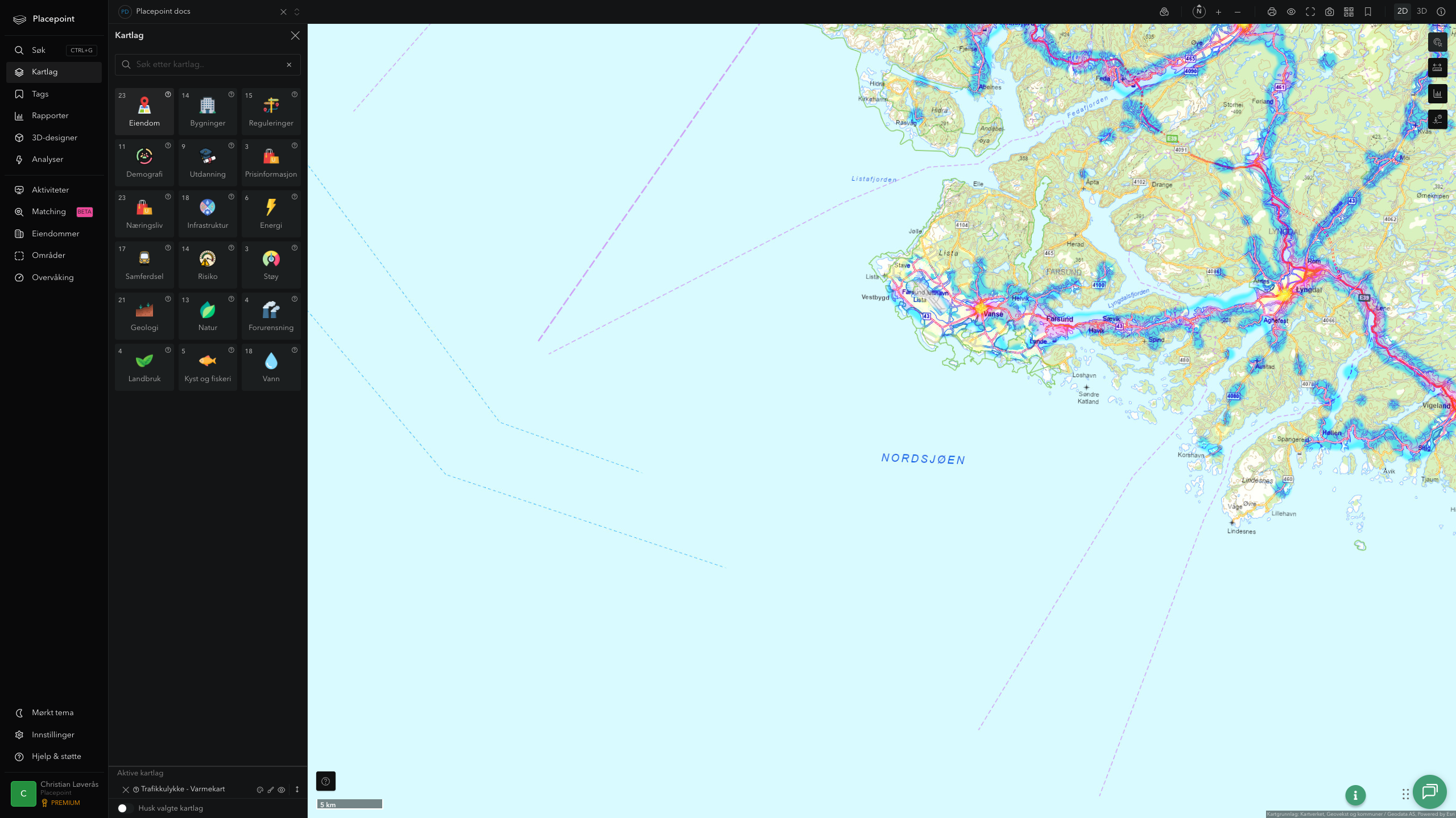 Farsund - trafikkulykker (varmekart)