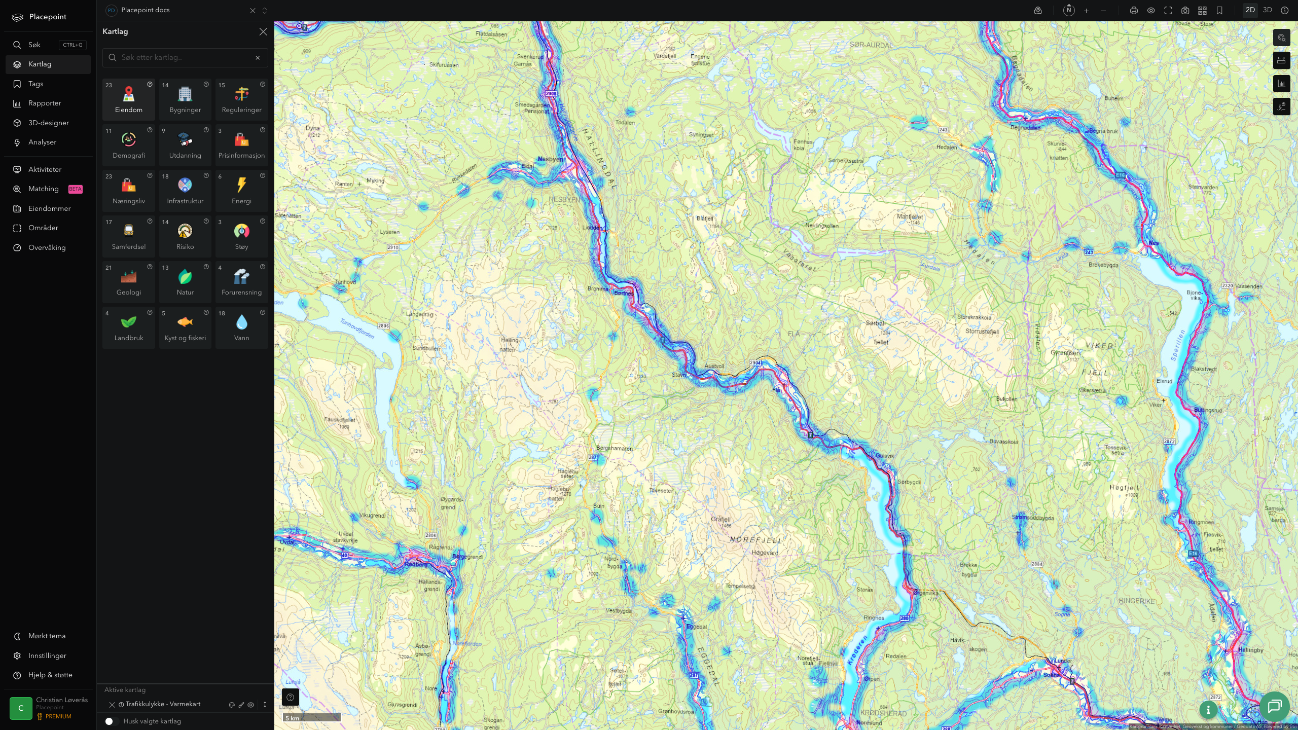 Flå - trafikkulykker (varmekart)