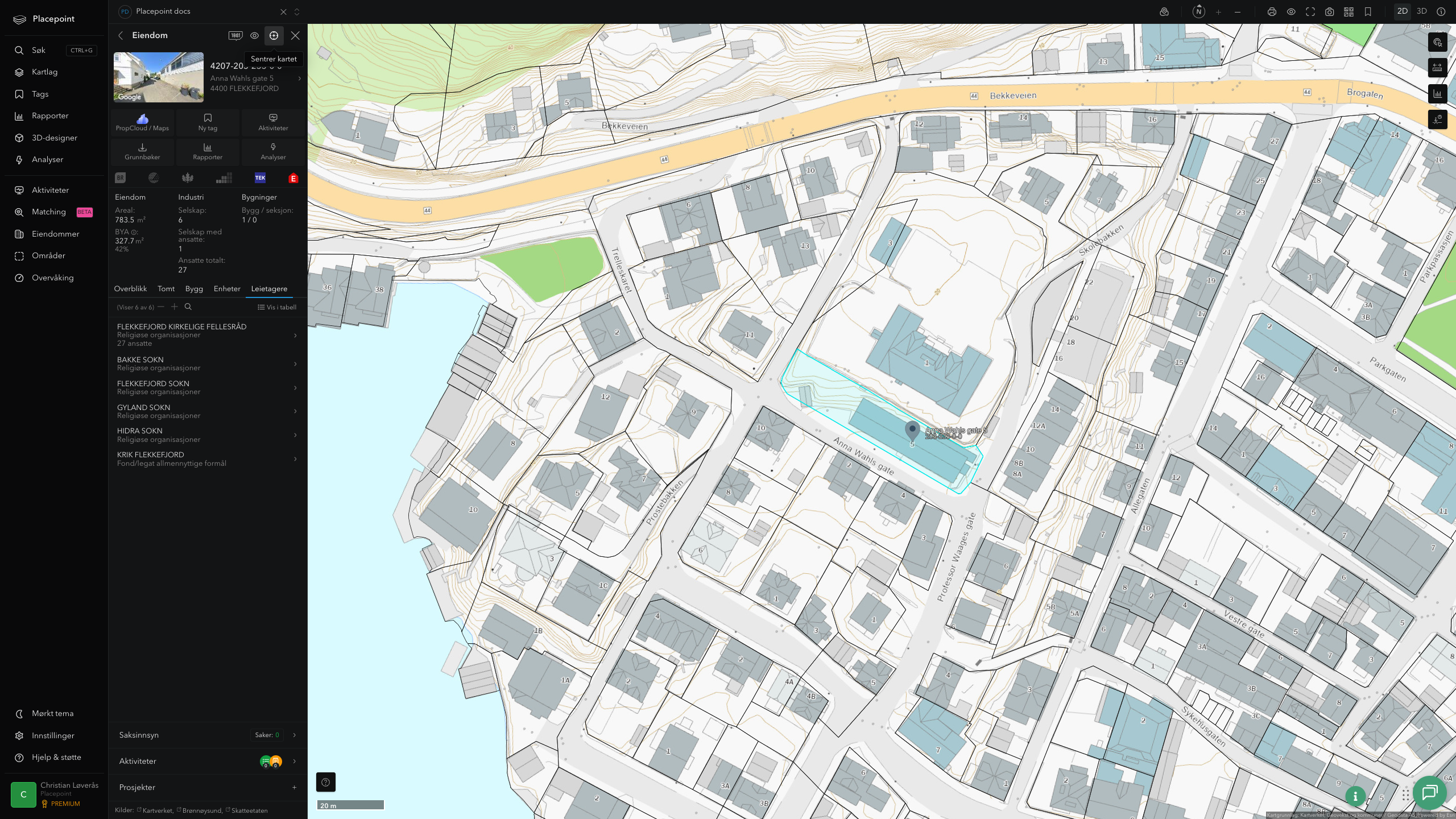 Eiendomspanel for en av Flekkefjord kommunes eiendommer
