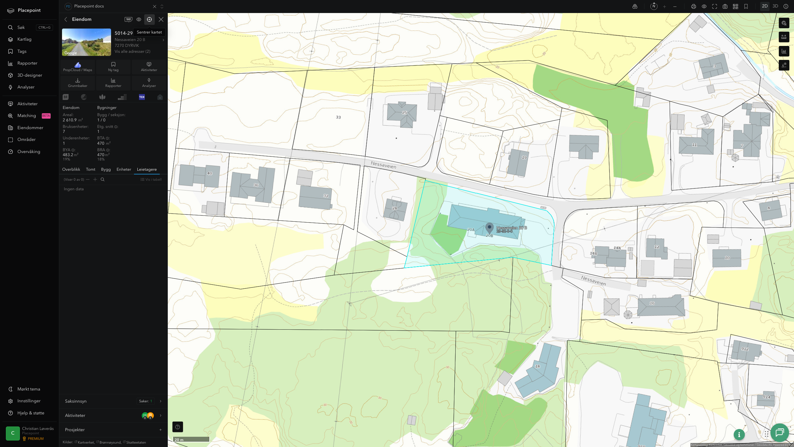 Eiendomspanel for en av Frøya kommunes eiendommer