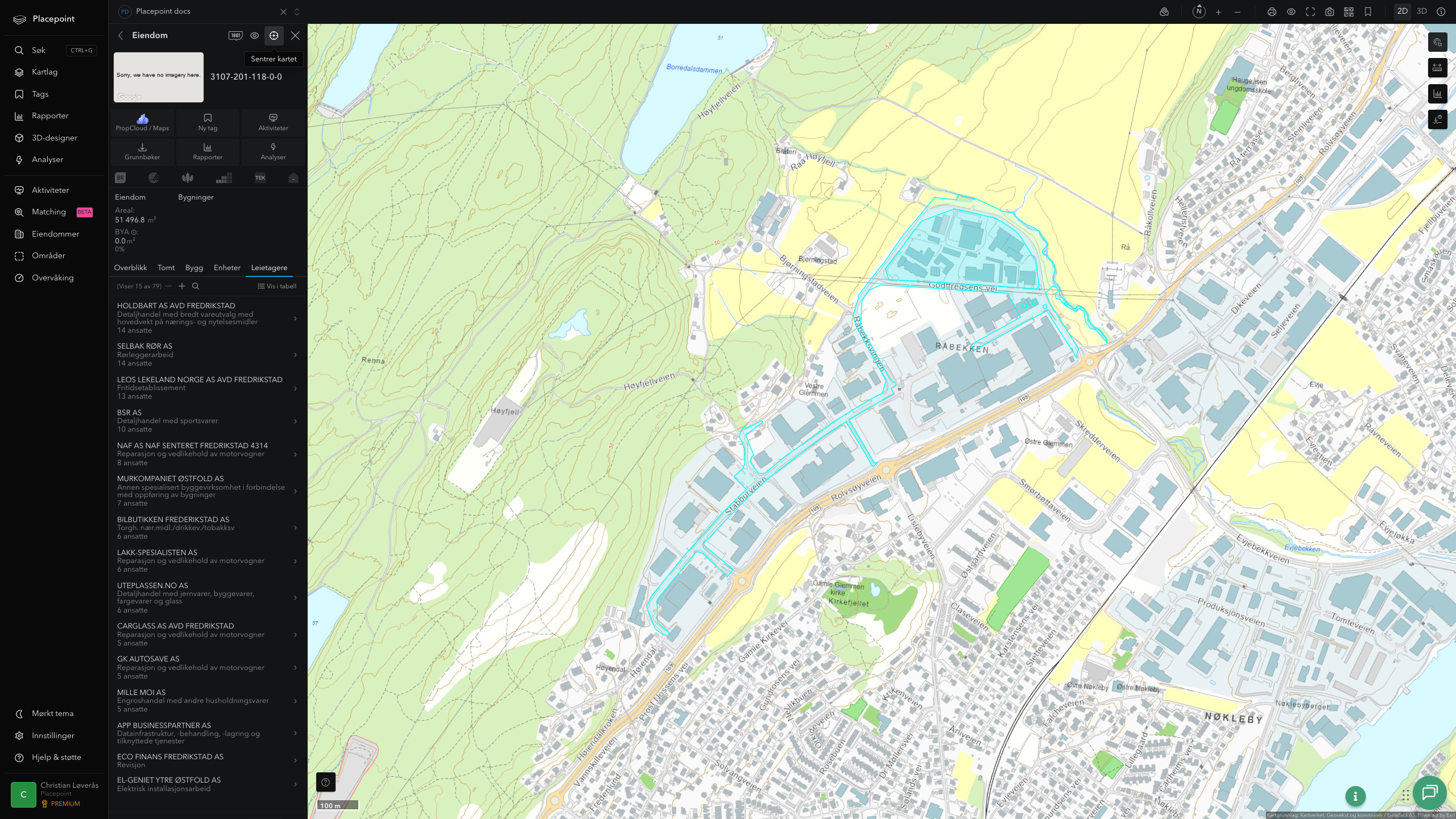 Eiendomspanel for en av Fredrikstad kommunes eiendommer