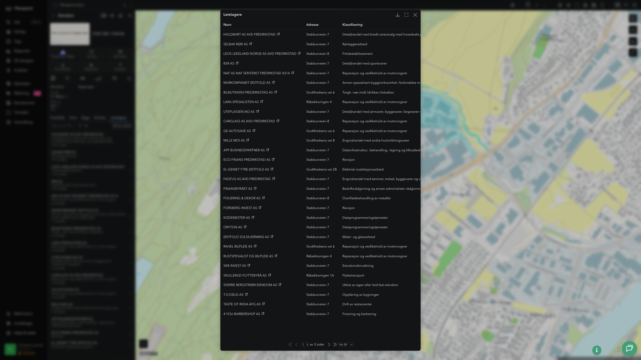 Leietagere i tabellvisning