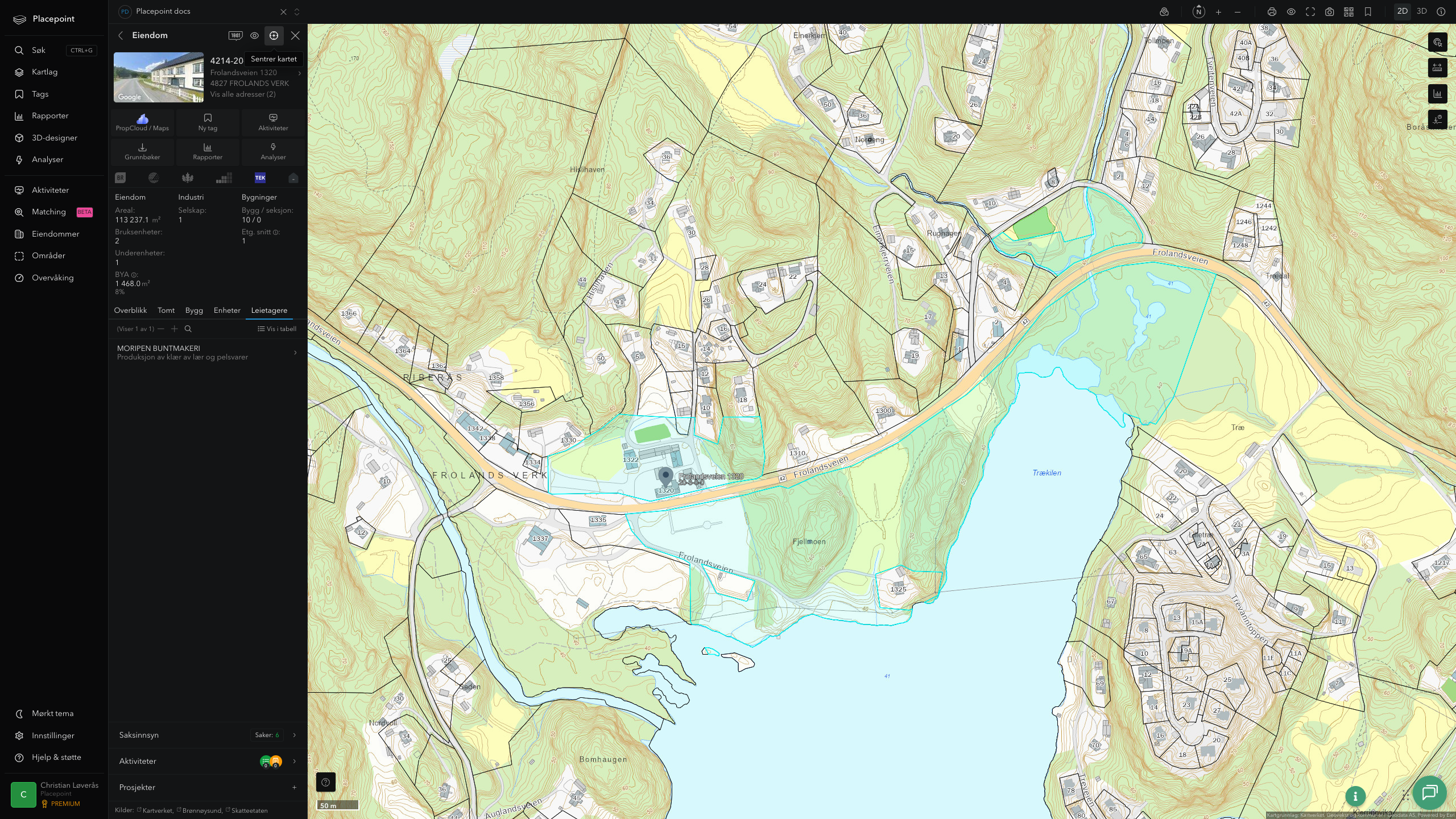 Eiendomspanel for en av Froland kommunes eiendommer