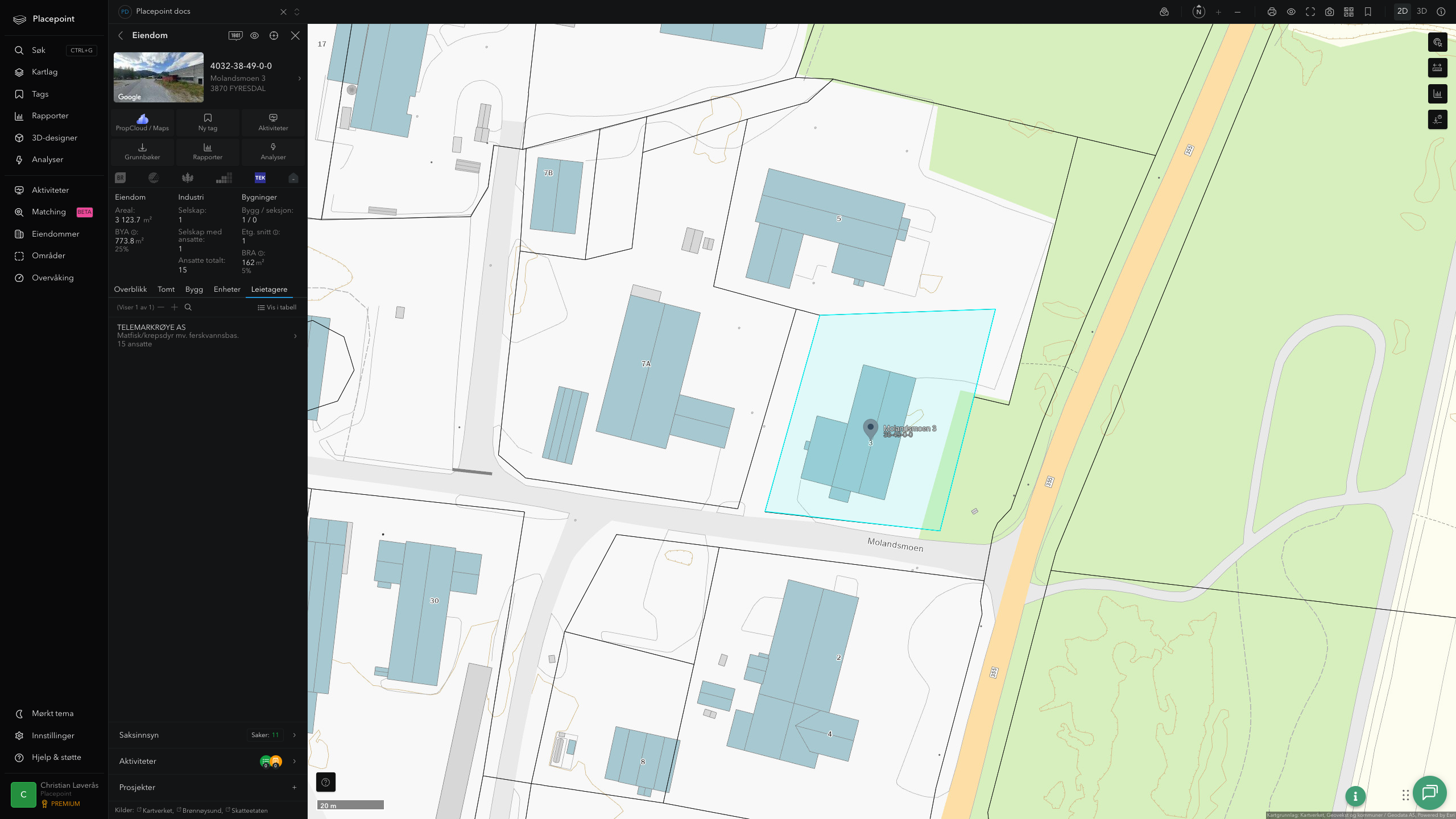 Leietagere-fanen for et av kommunens bygg