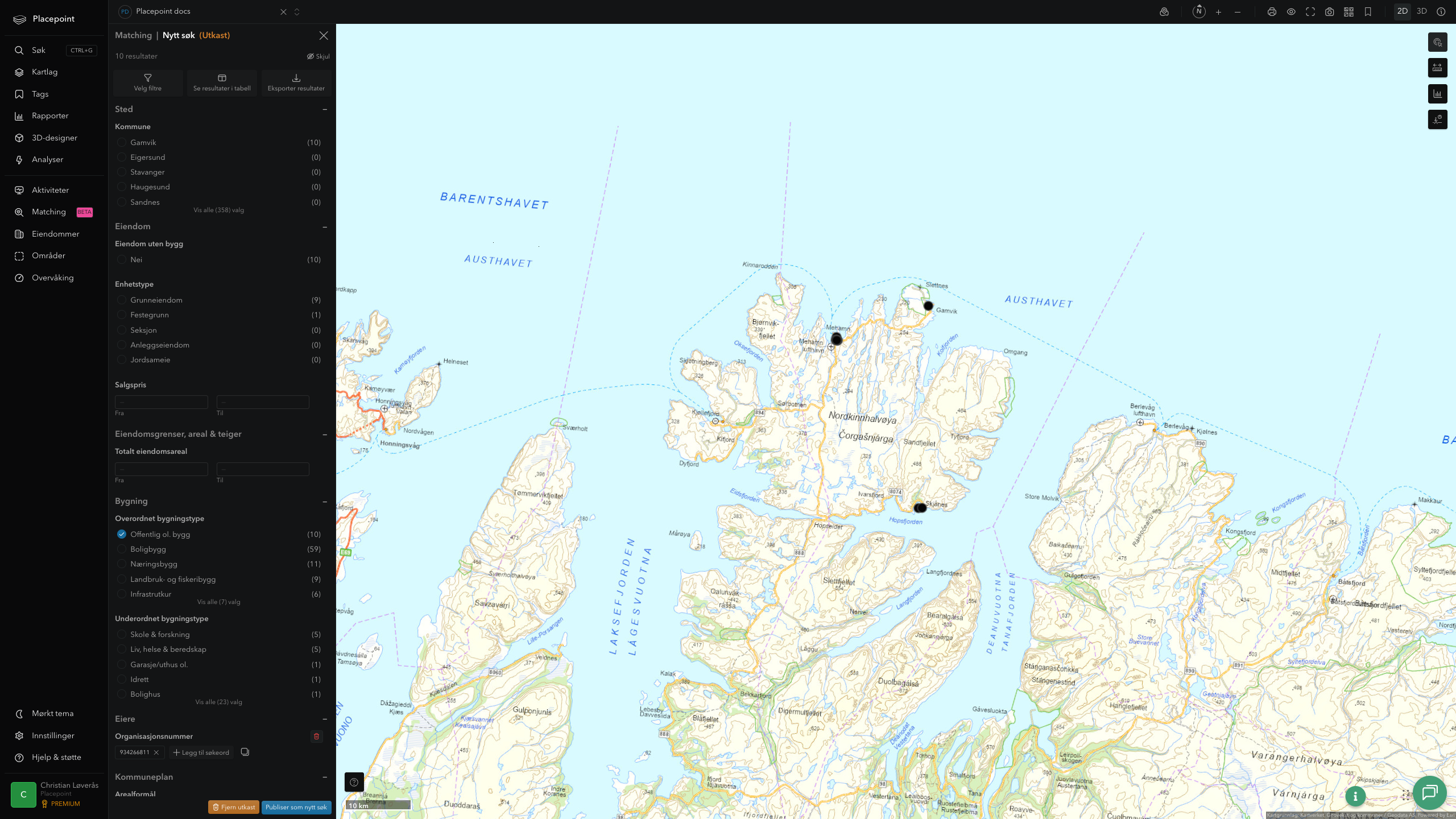 Matching-resultat for Gamvik kommune