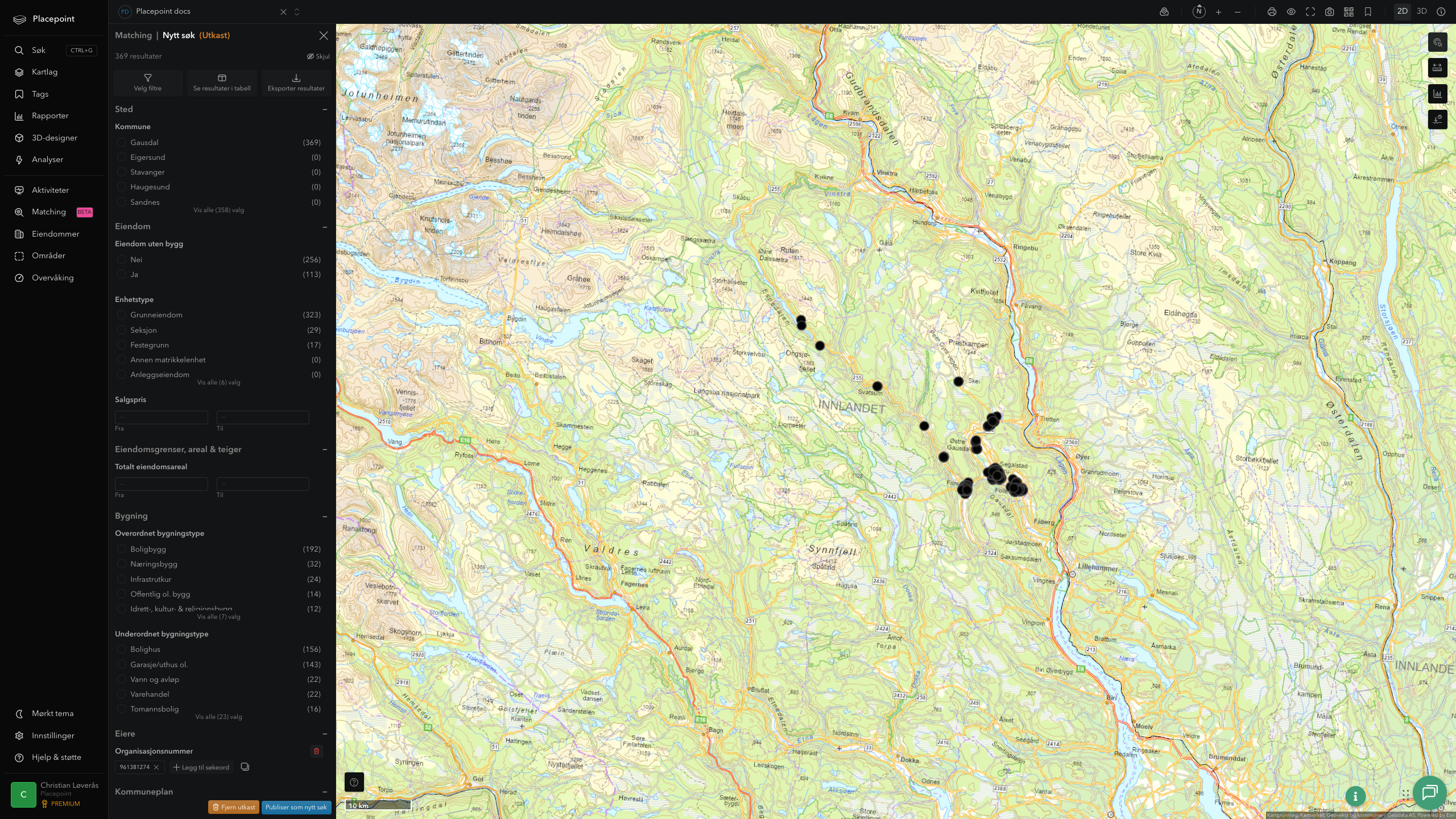 Matching-resultat for Gausdal kommune