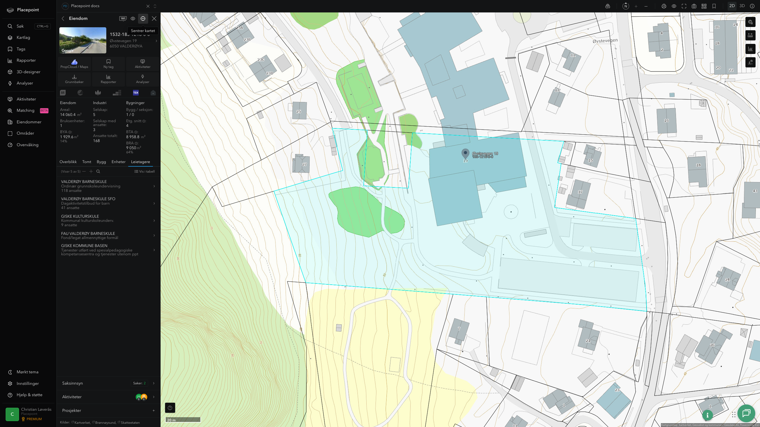 Eiendomspanel for en av Giske kommunes eiendommer