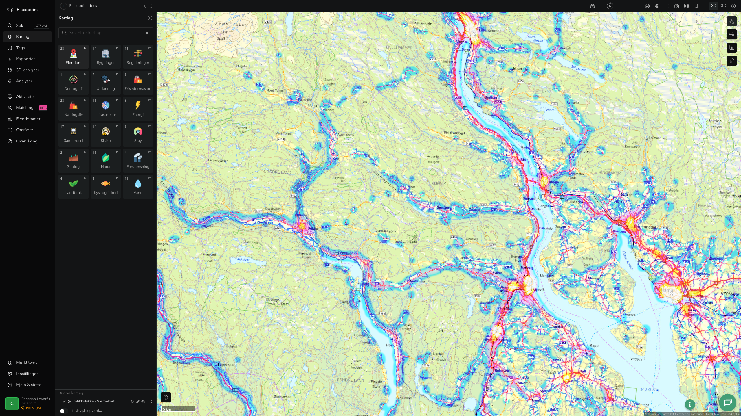 Gjøvik - trafikkulykker (varmekart)