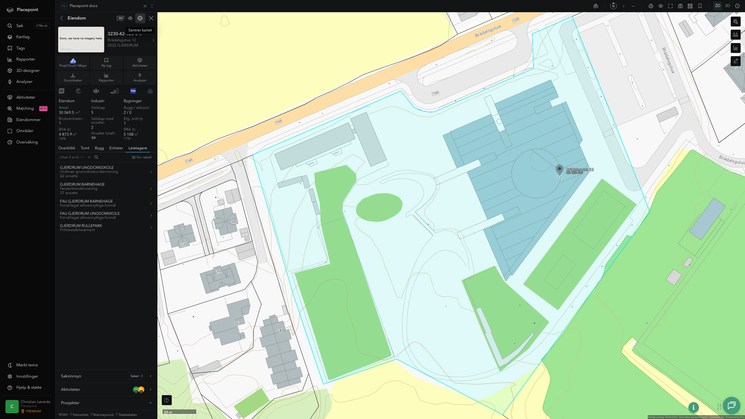 Eiendomspanel for en av Gjerdrum kommunes eiendommer