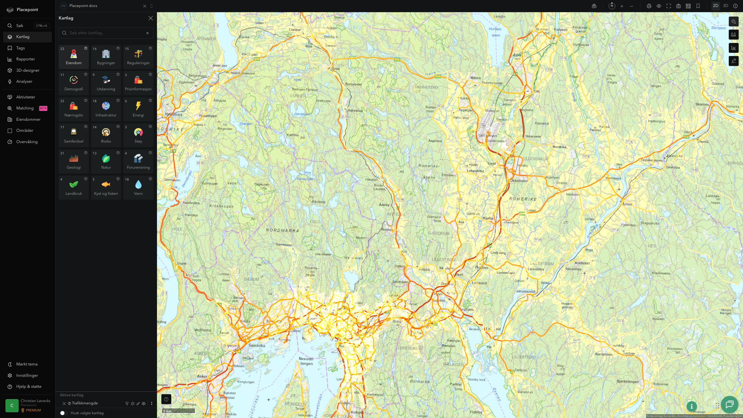 Gjerdrum - trafikkmengde (ÅDT)