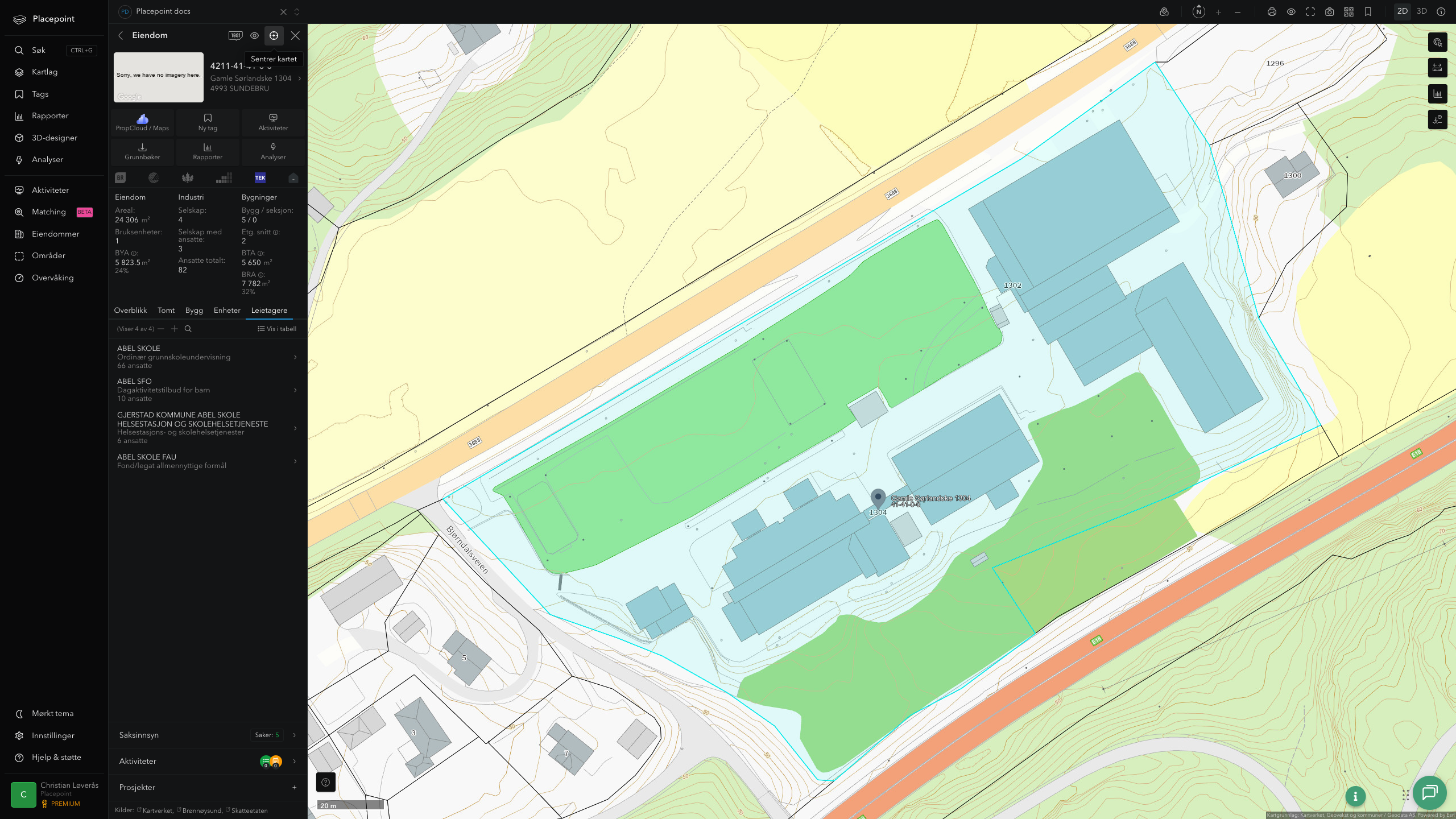 Eiendomspanel for en av Gjerstad kommunes eiendommer