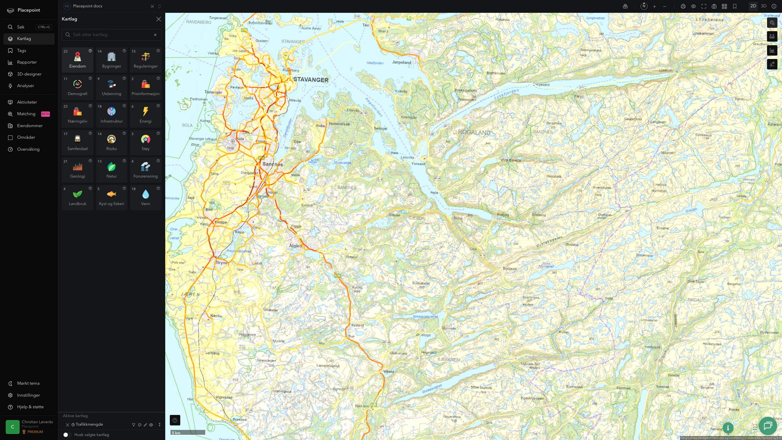 Gjesdal - trafikkmengde (ÅDT)