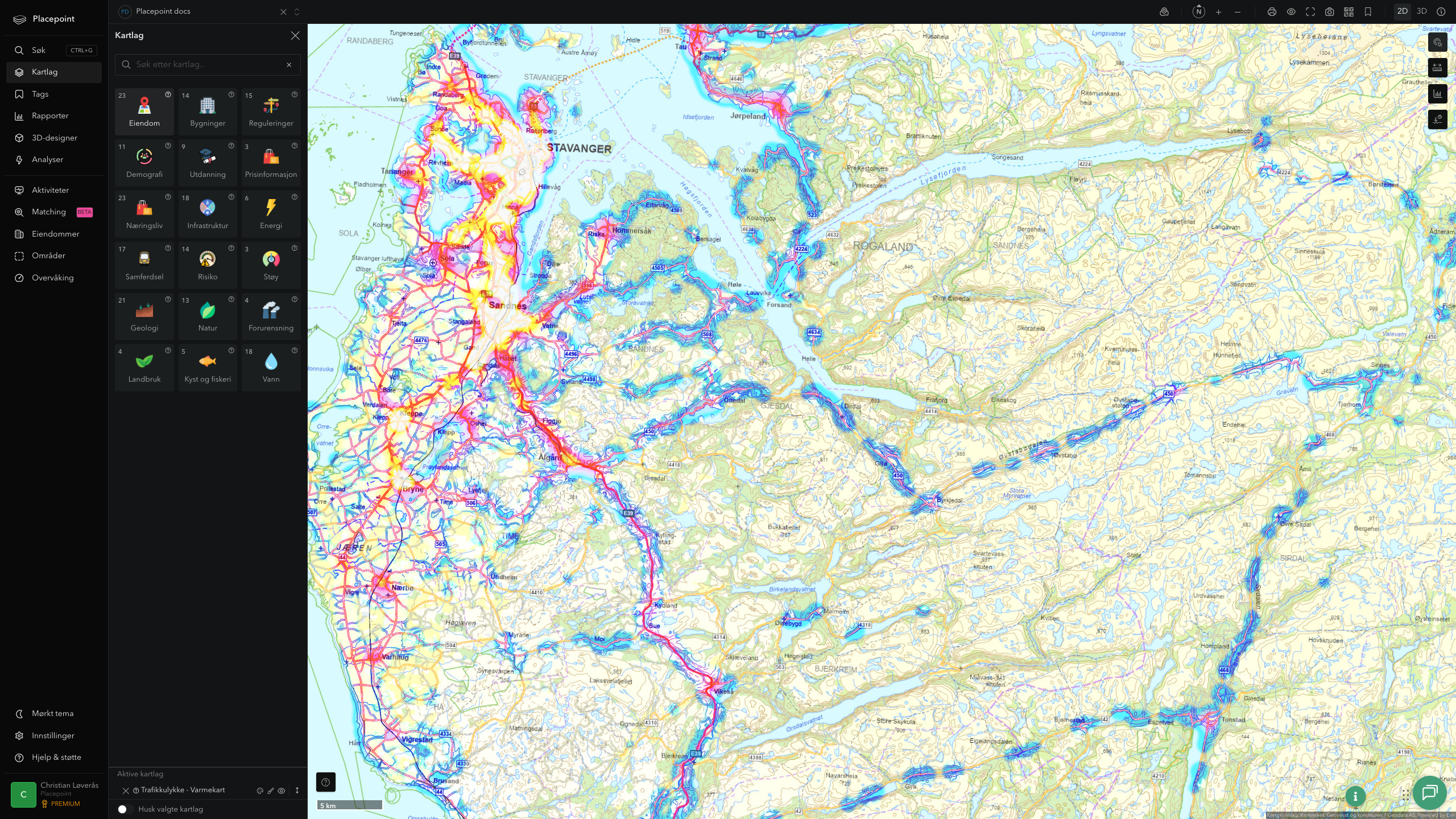 Gjesdal - trafikkulykker (varmekart)