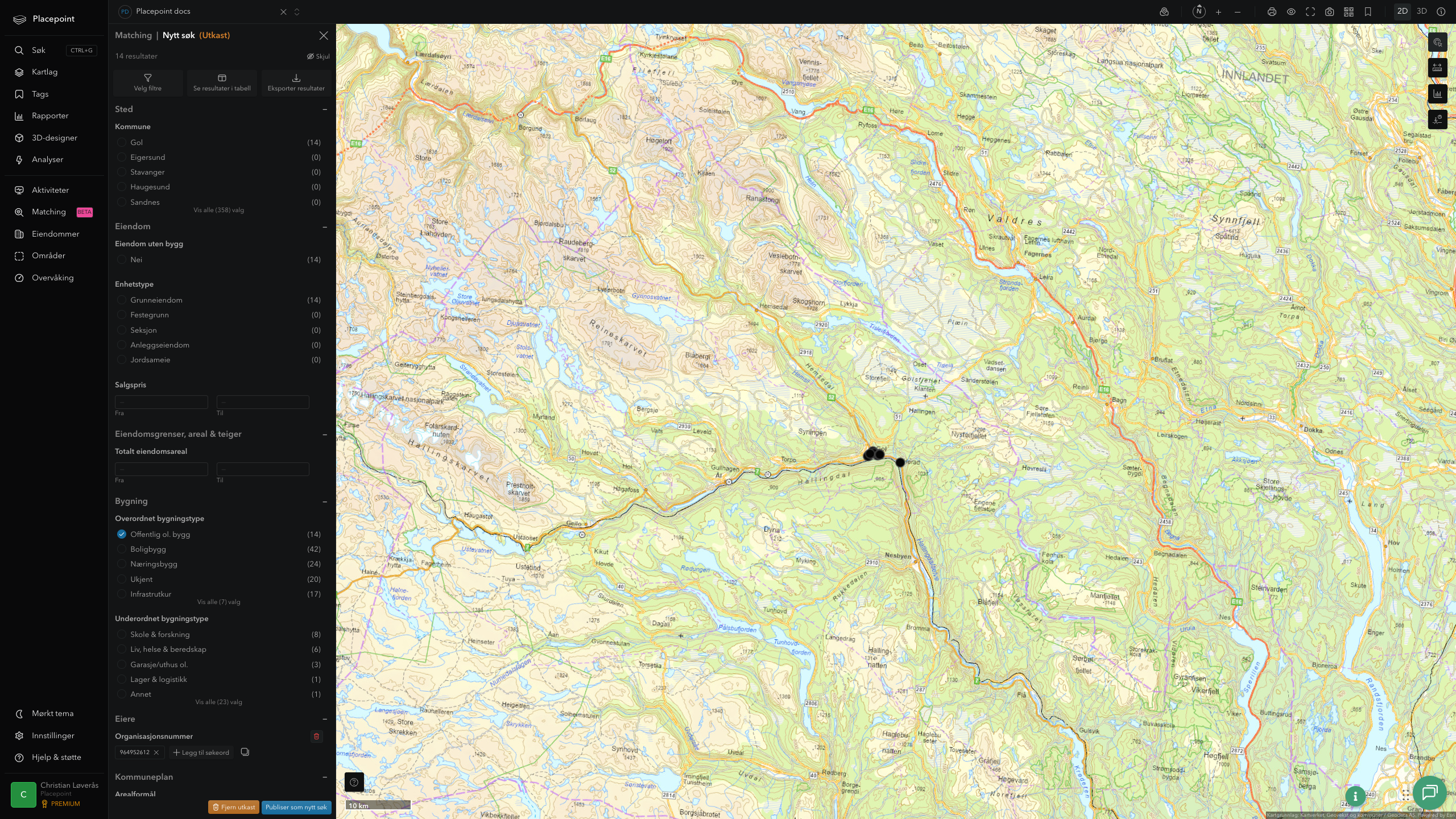 Matching-resultat for Gol kommune