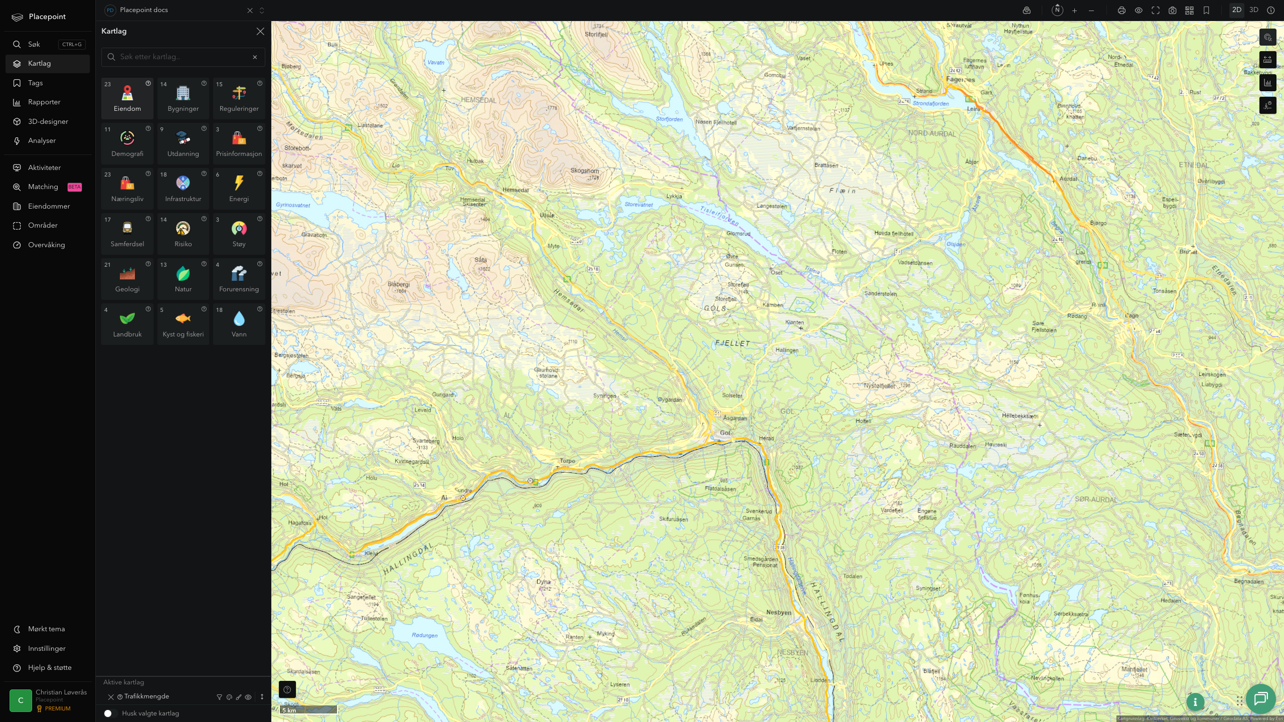 Gol - trafikkmengde (ÅDT)