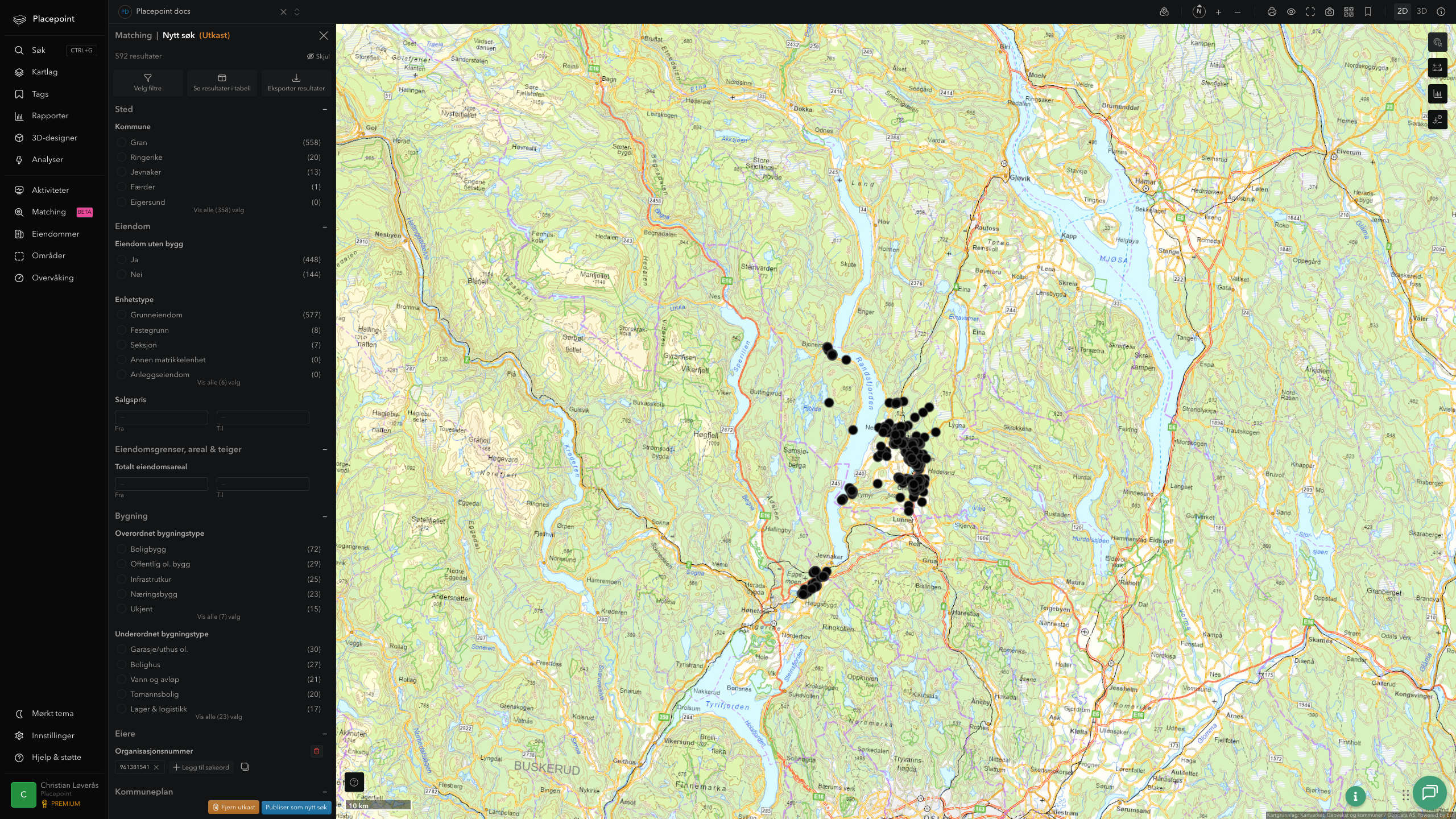 Matching-resultat for Gran kommune