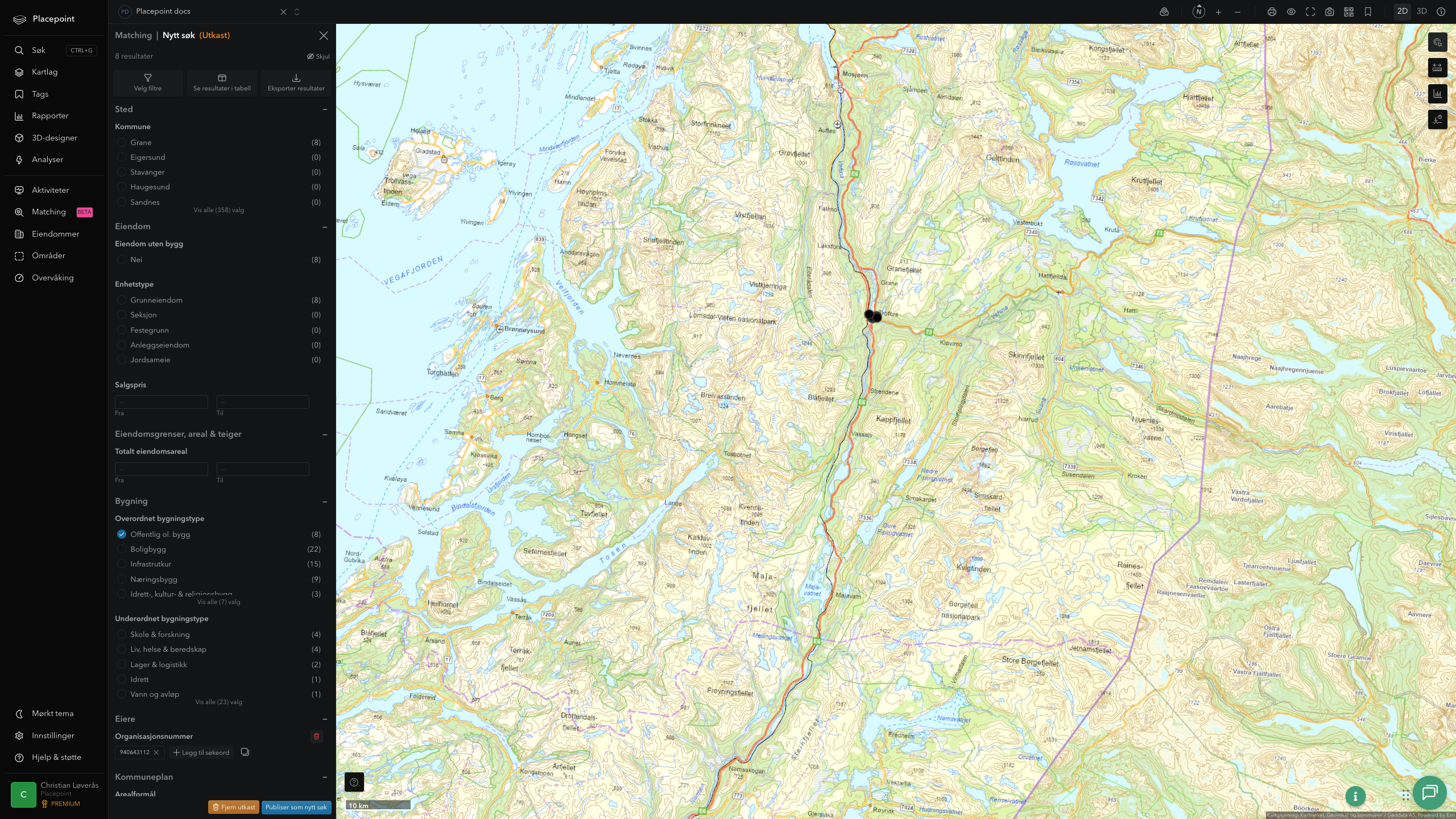 Matching-resultat for Grane kommune