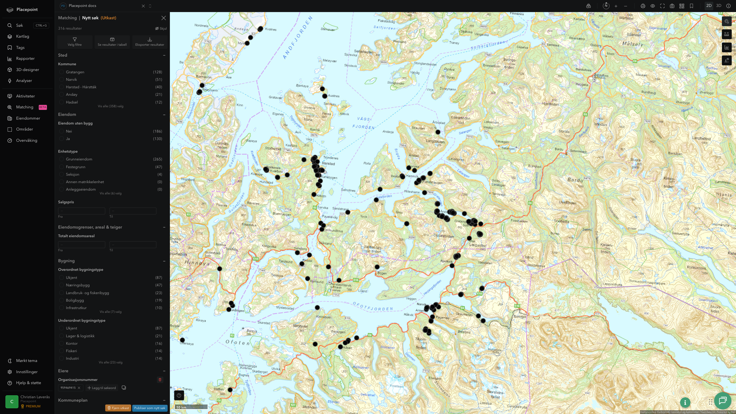 Matching-resultat for Gratangen kommune