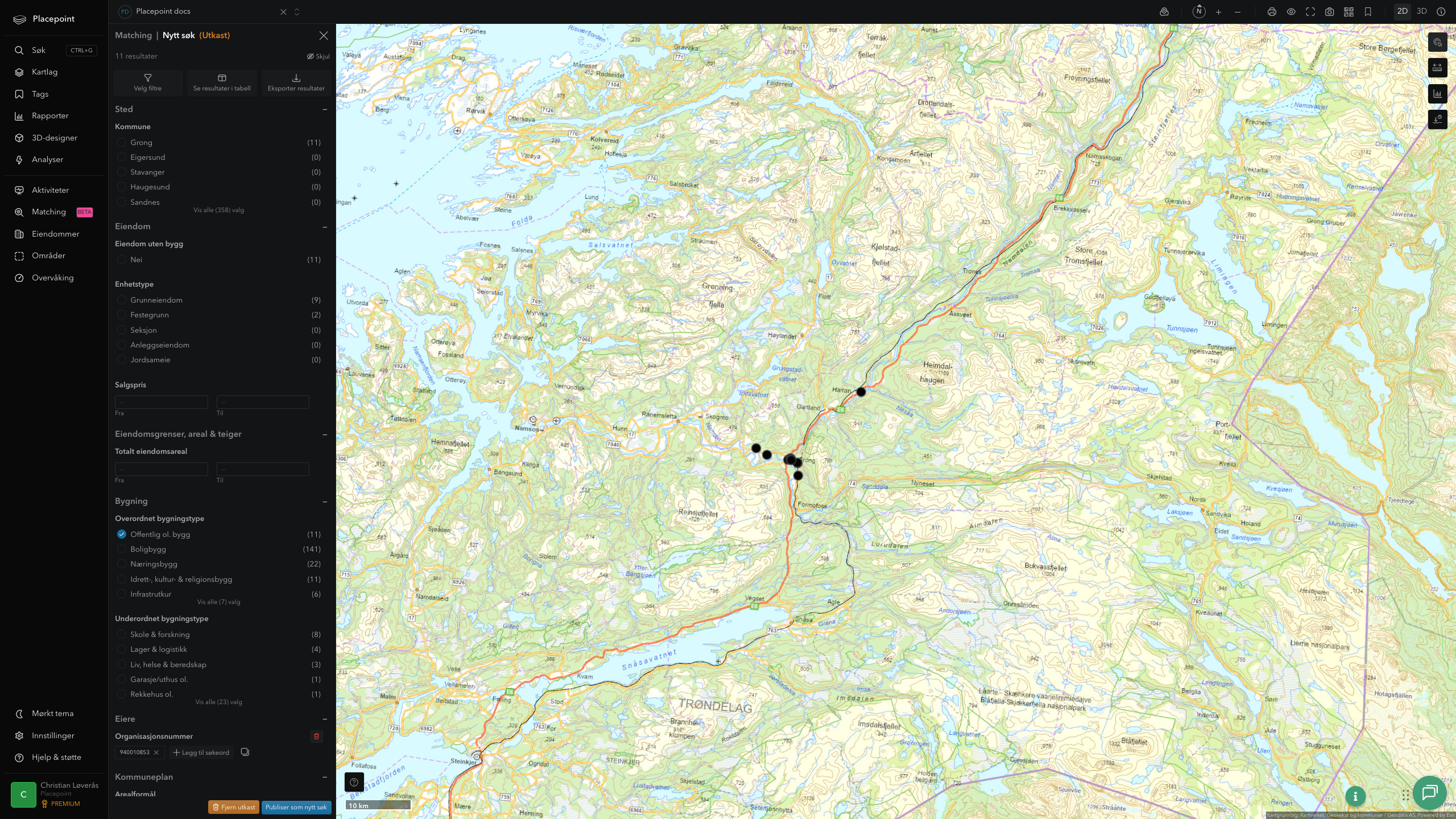 Matching-resultat for Grong kommune