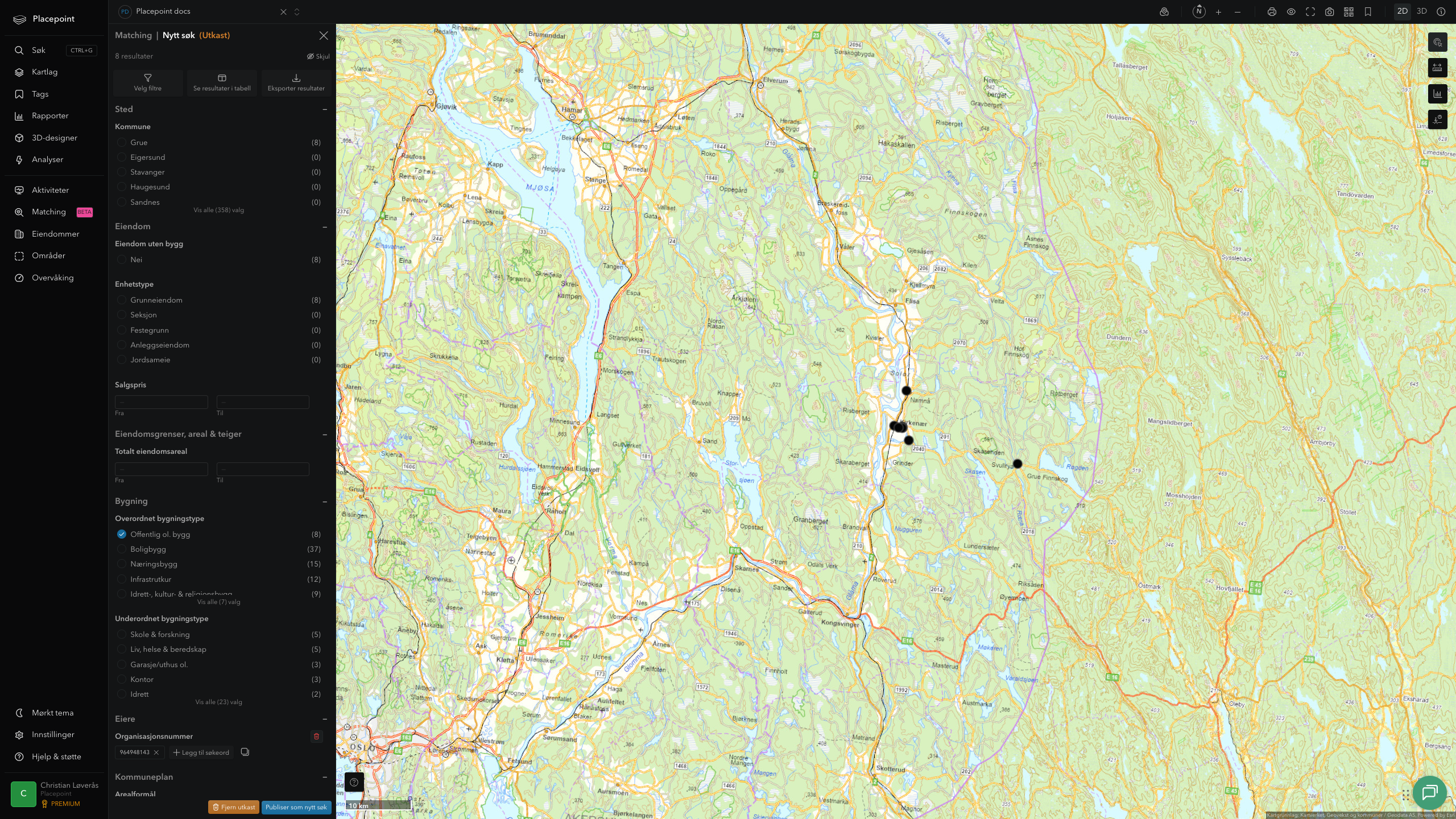 Matching-resultat for Grue kommune