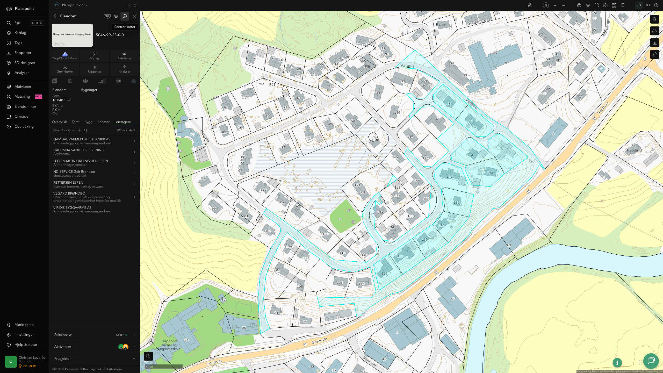 Eiendomspanel for en av Høylandet kommunes eiendommer