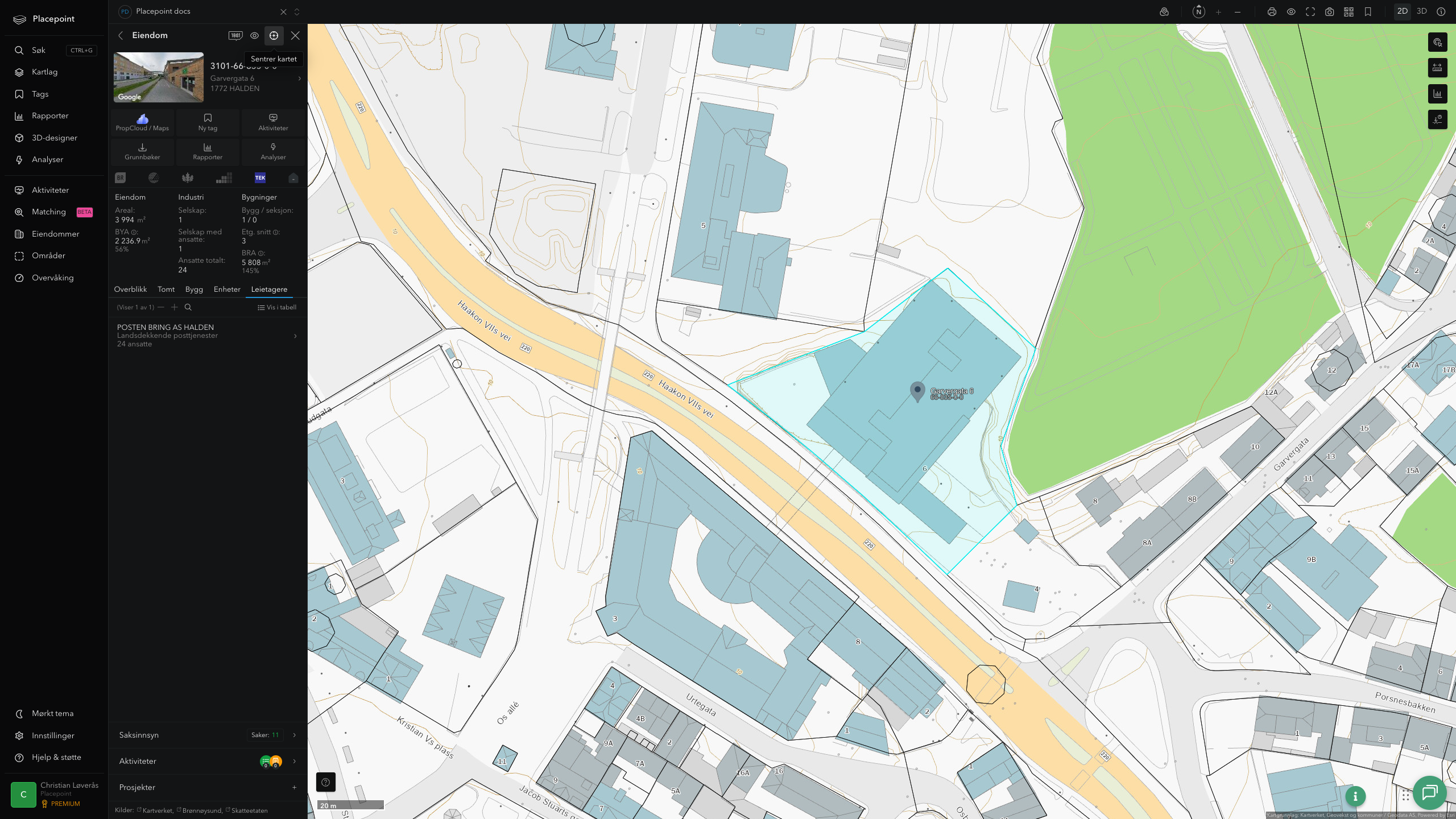Eiendomspanel for en av Halden kommunes eiendommer