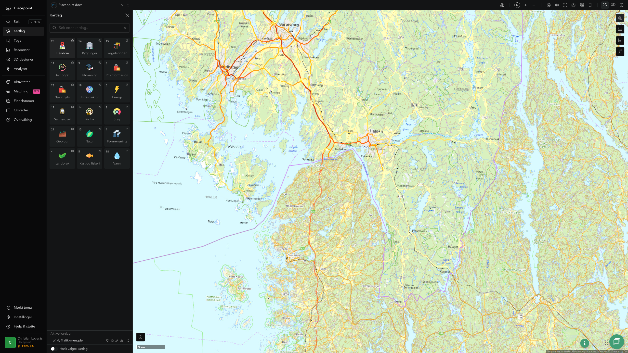 Halden - trafikkmengde (ÅDT)