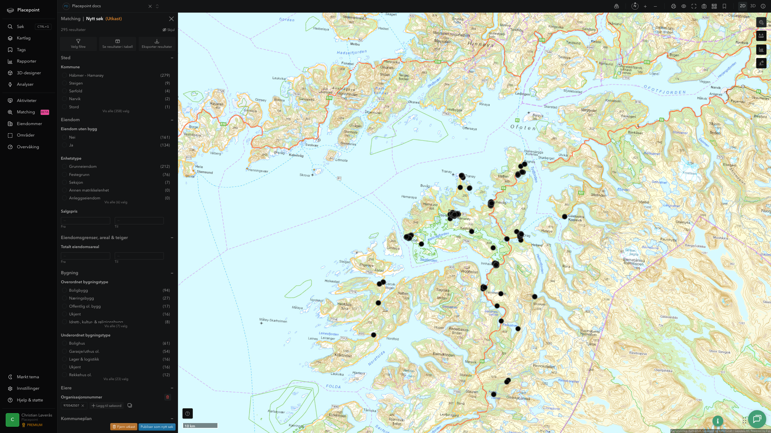 Matching-resultat for Hamarøy kommune