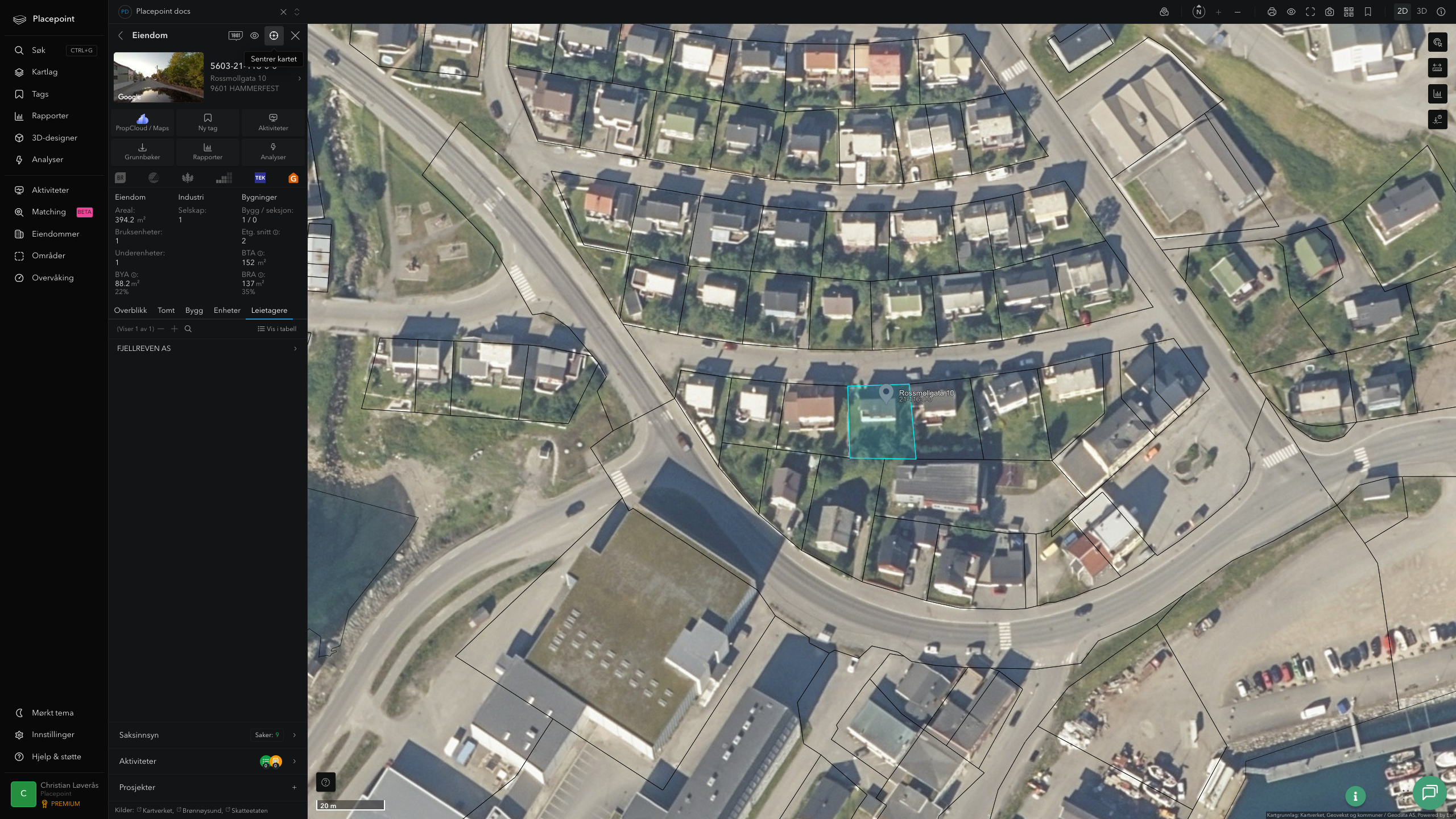 Eiendomspanel for en av Hammerfest kommunes eiendommer