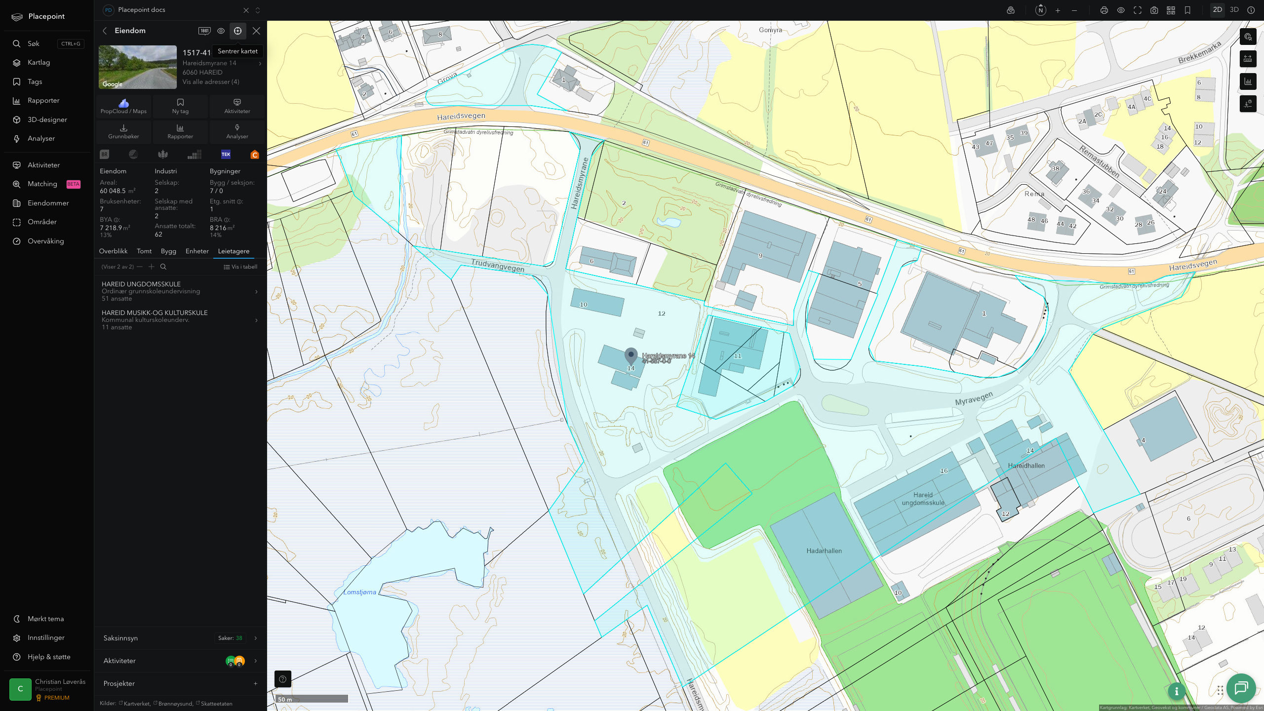 Eiendomspanel for en av Hareid kommunes eiendommer