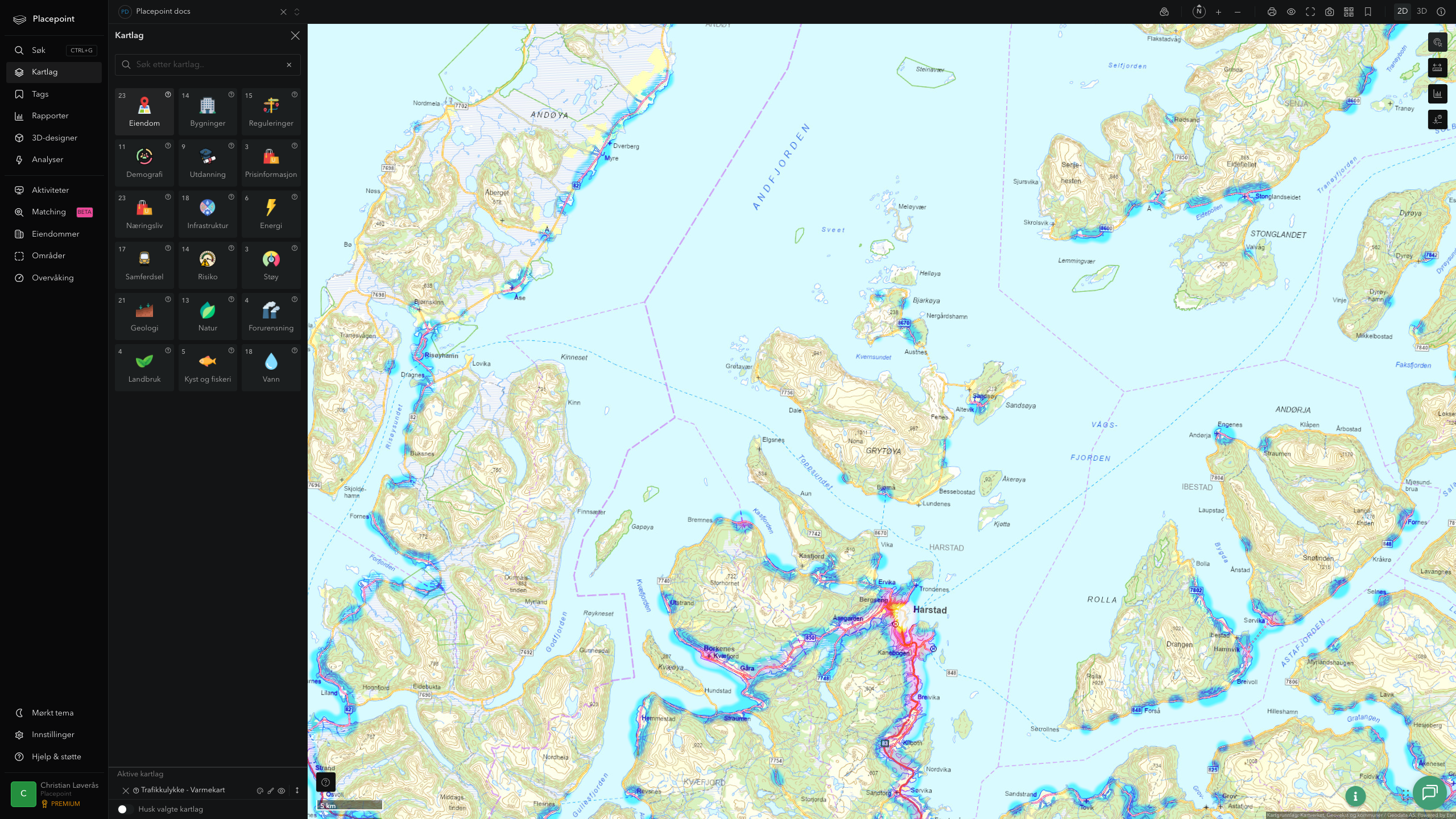 Harstad - trafikkulykker (varmekart)
